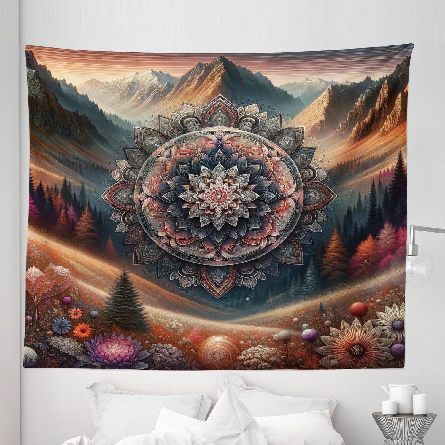 imageAmbesonne Antique Tapestry Old World Map Texture Nostalgic Plan Atlas Trace of Life Wide Wall Hanging for Bedroom Living Room Dorm 60 X 40 Khaki BeigePale Vermilion Multicolor