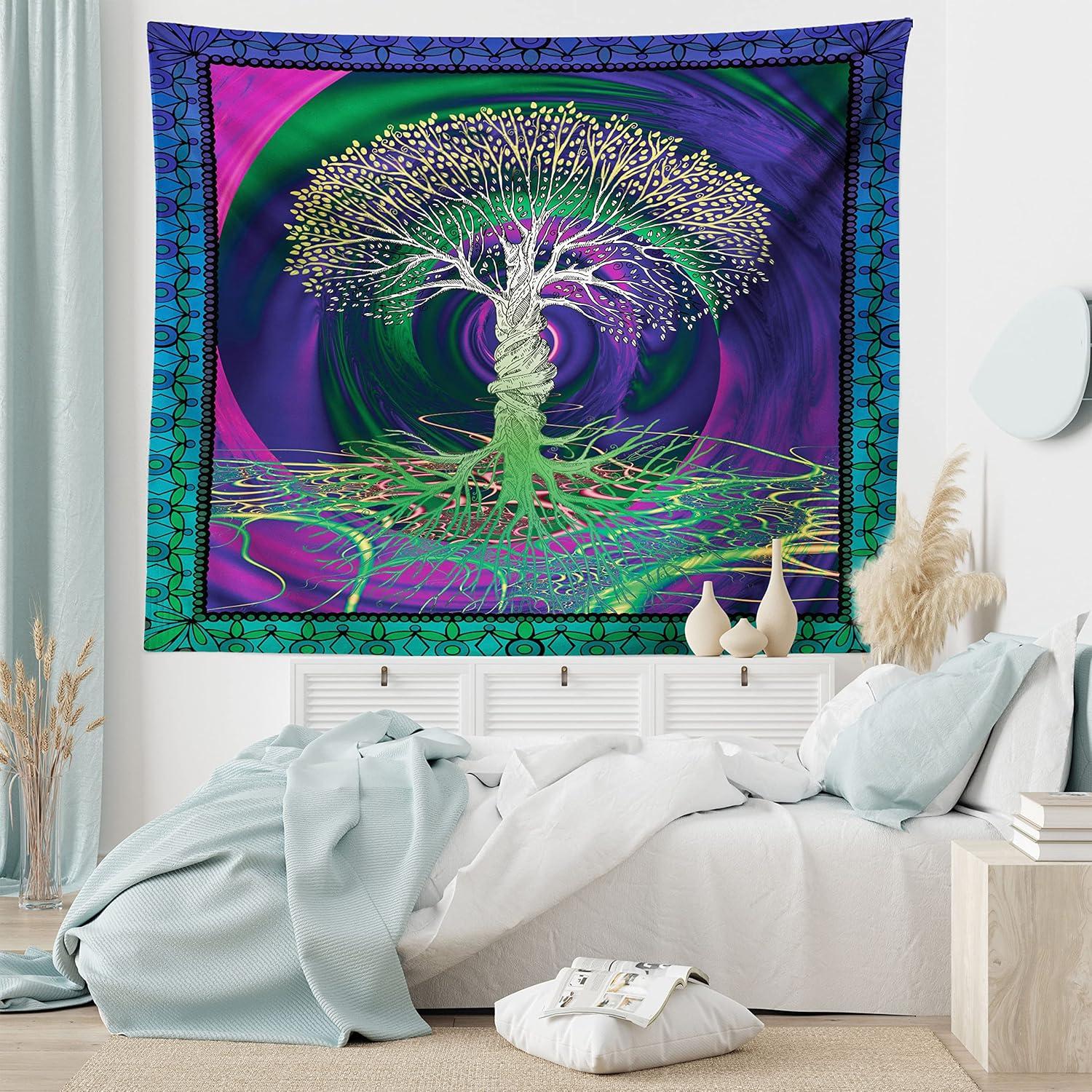 imageAmbesonne Antique Tapestry Old World Map Texture Nostalgic Plan Atlas Trace of Life Wide Wall Hanging for Bedroom Living Room Dorm 60 X 40 Khaki BeigePurple Fuchsia