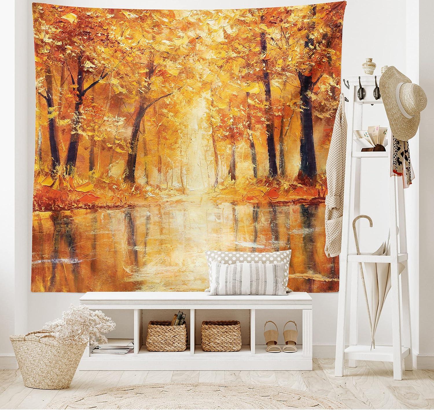 imageAmbesonne Antique Tapestry Old World Map Texture Nostalgic Plan Atlas Trace of Life Wide Wall Hanging for Bedroom Living Room Dorm 60 X 40 Khaki BeigeOrange Brown