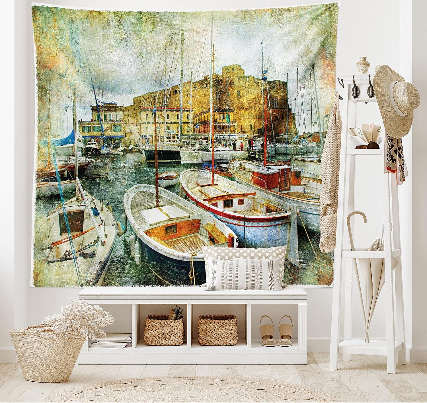 imageAmbesonne Antique Tapestry Old World Map Texture Nostalgic Plan Atlas Trace of Life Wide Wall Hanging for Bedroom Living Room Dorm 60 X 40 Khaki BeigeEarth Yellow