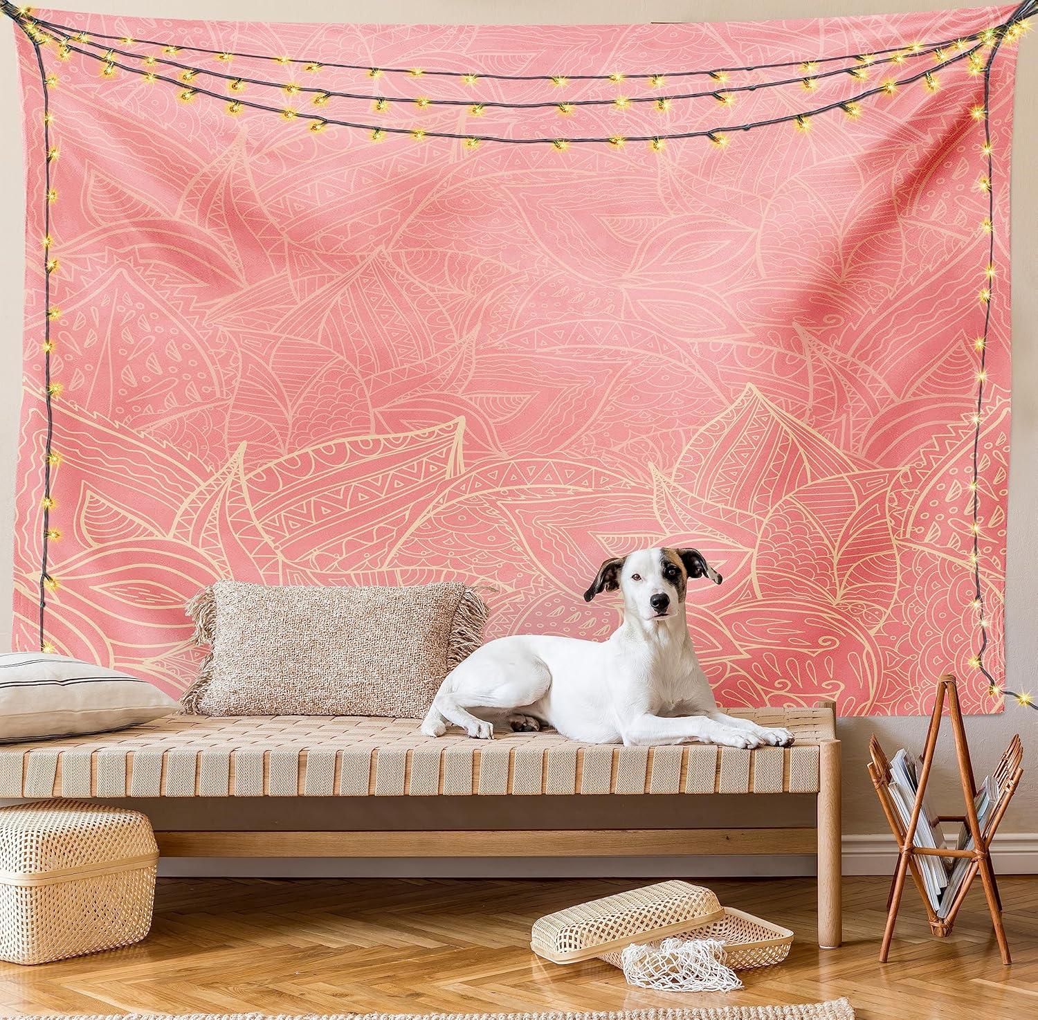 imageAmbesonne Antique Tapestry Old World Map Texture Nostalgic Plan Atlas Trace of Life Wide Wall Hanging for Bedroom Living Room Dorm 60 X 40 Khaki BeigePeach Coral