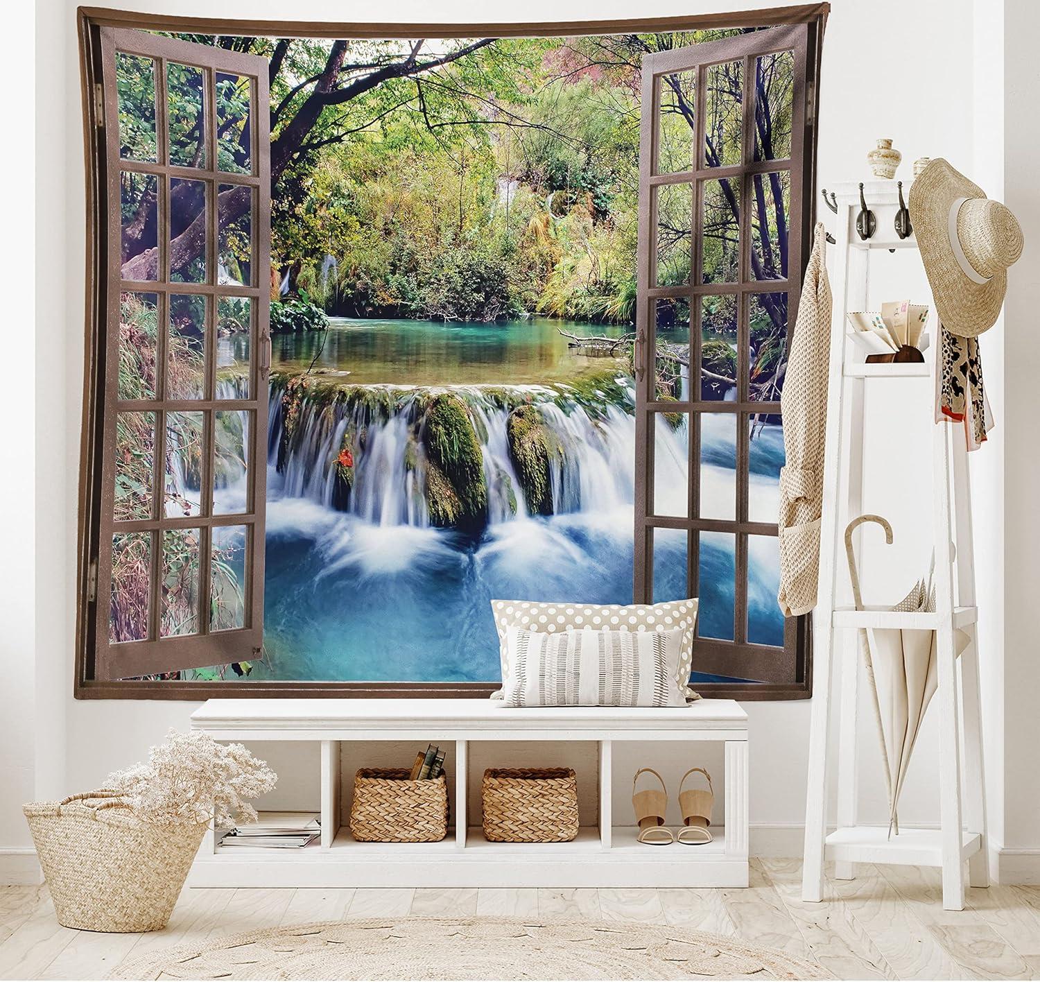 imageAmbesonne Antique Tapestry Old World Map Texture Nostalgic Plan Atlas Trace of Life Wide Wall Hanging for Bedroom Living Room Dorm 60 X 40 Khaki BeigeBrown Black