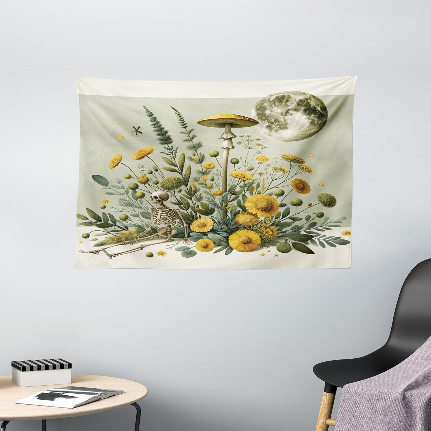 imageAmbesonne Antique Tapestry Old World Map Texture Nostalgic Plan Atlas Trace of Life Wide Wall Hanging for Bedroom Living Room Dorm 60 X 40 Khaki BeigePale Green Earth Yellow