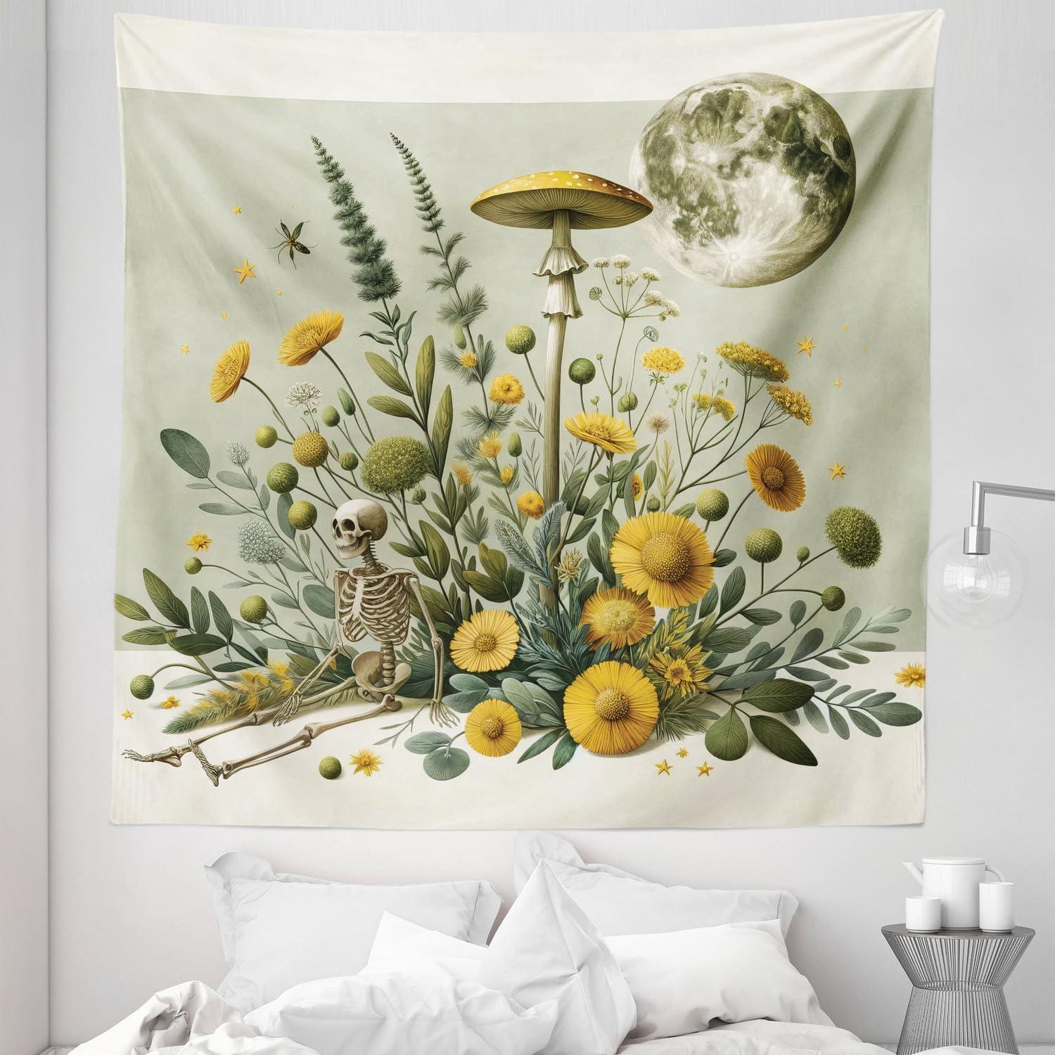 imageAmbesonne Antique Tapestry Old World Map Texture Nostalgic Plan Atlas Trace of Life Wide Wall Hanging for Bedroom Living Room Dorm 60 X 40 Khaki BeigePale Green Earth Yellow