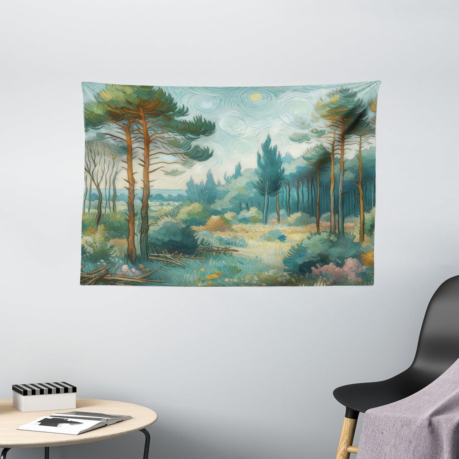 imageAmbesonne Antique Tapestry Old World Map Texture Nostalgic Plan Atlas Trace of Life Wide Wall Hanging for Bedroom Living Room Dorm 60 X 40 Khaki BeigeCadet Blue Green Amber