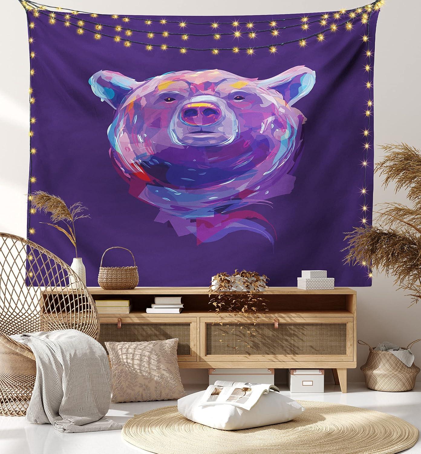 imageAmbesonne Antique Tapestry Old World Map Texture Nostalgic Plan Atlas Trace of Life Wide Wall Hanging for Bedroom Living Room Dorm 60 X 40 Khaki BeigePurple Pink Sky Blue