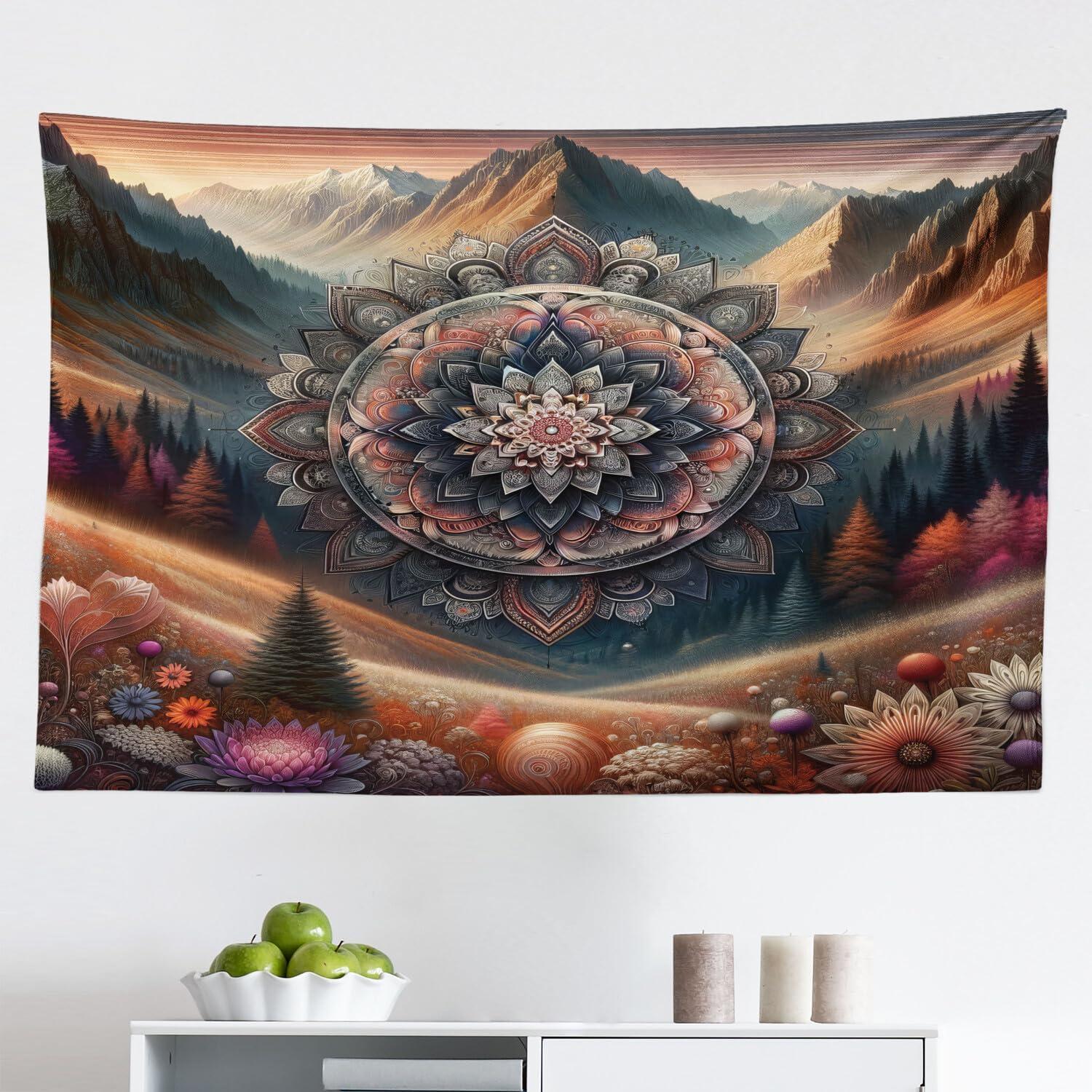 imageAmbesonne Antique Tapestry Old World Map Texture Nostalgic Plan Atlas Trace of Life Wide Wall Hanging for Bedroom Living Room Dorm 60 X 40 Khaki BeigePale Vermilion Multicolor