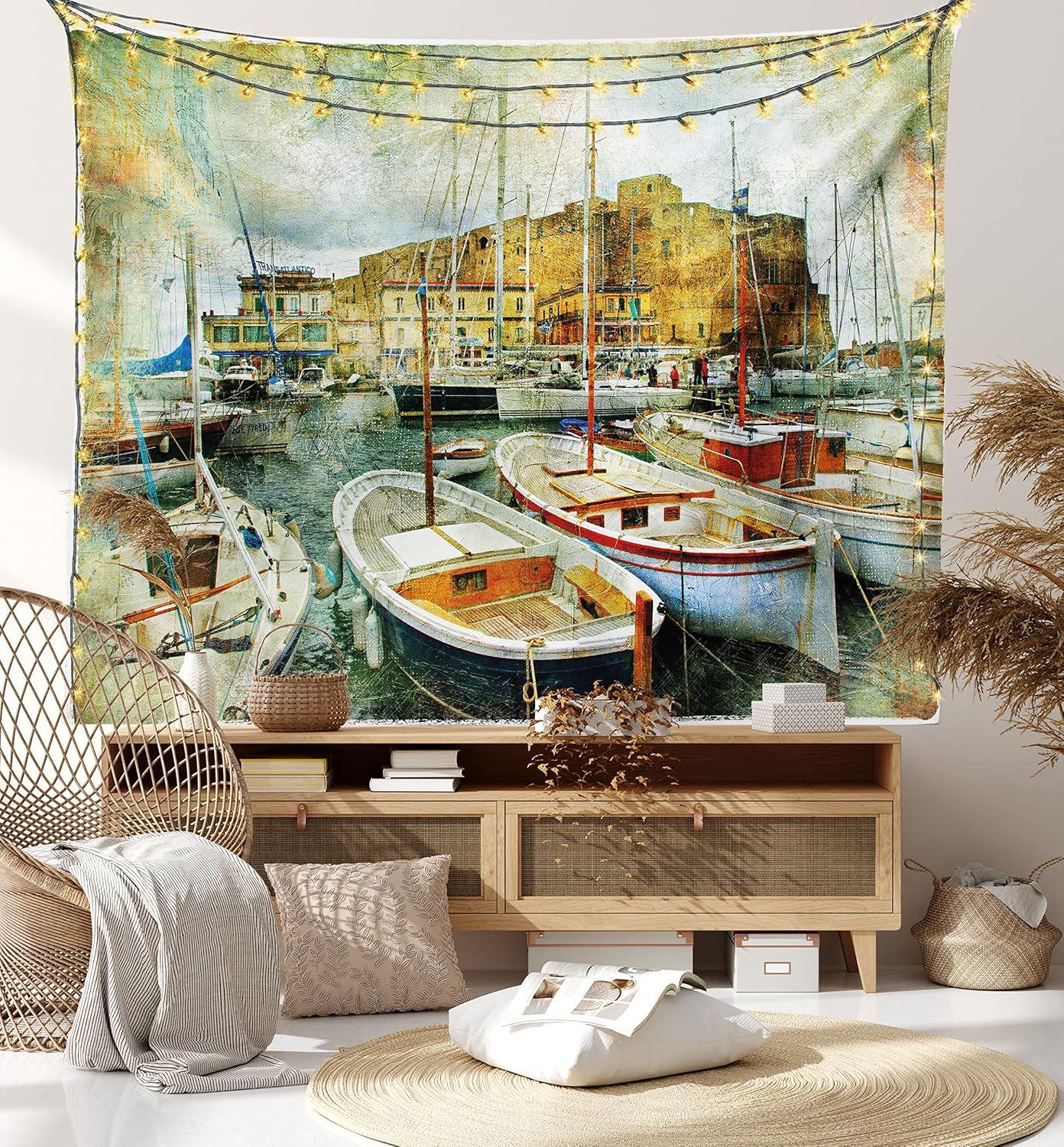 imageAmbesonne Antique Tapestry Old World Map Texture Nostalgic Plan Atlas Trace of Life Wide Wall Hanging for Bedroom Living Room Dorm 60 X 40 Khaki BeigeEarth Yellow