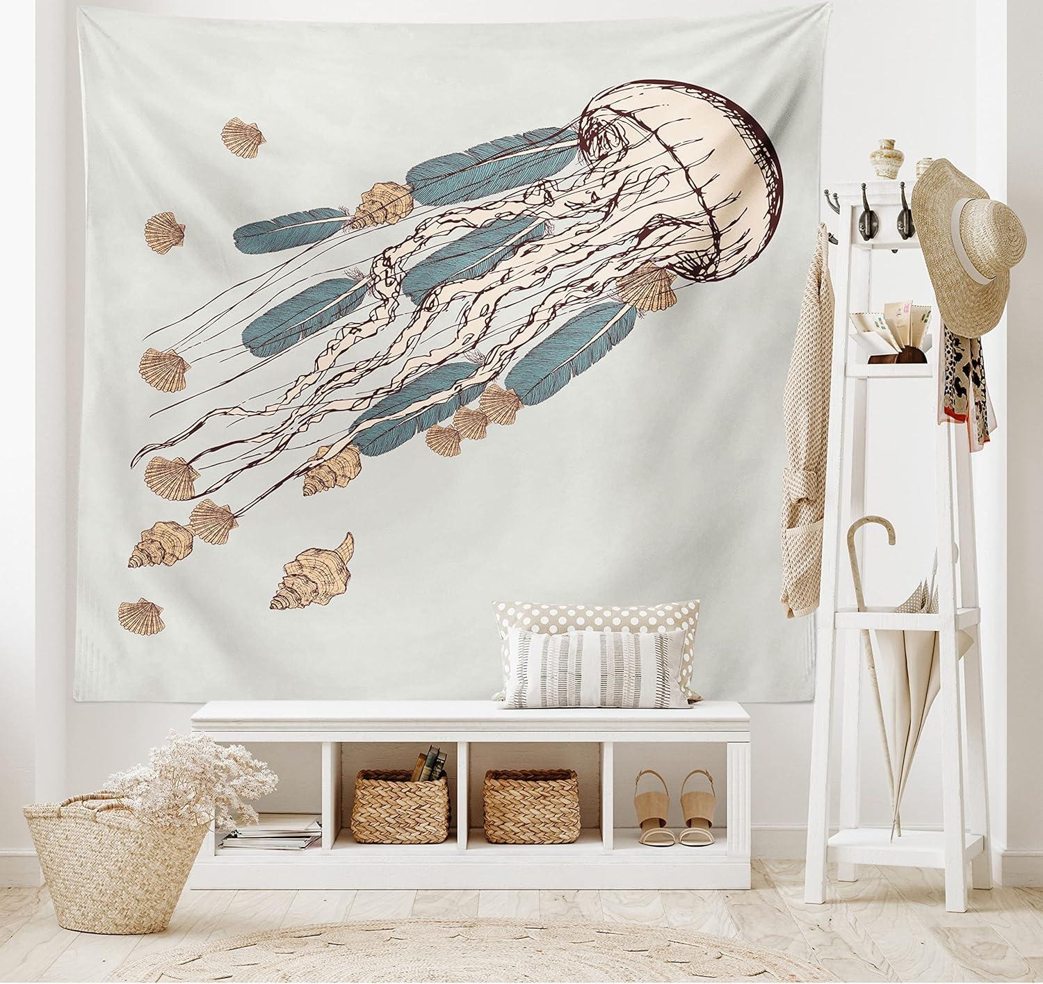 imageAmbesonne Antique Tapestry Old World Map Texture Nostalgic Plan Atlas Trace of Life Wide Wall Hanging for Bedroom Living Room Dorm 60 X 40 Khaki BeigeGrey Beige Brown