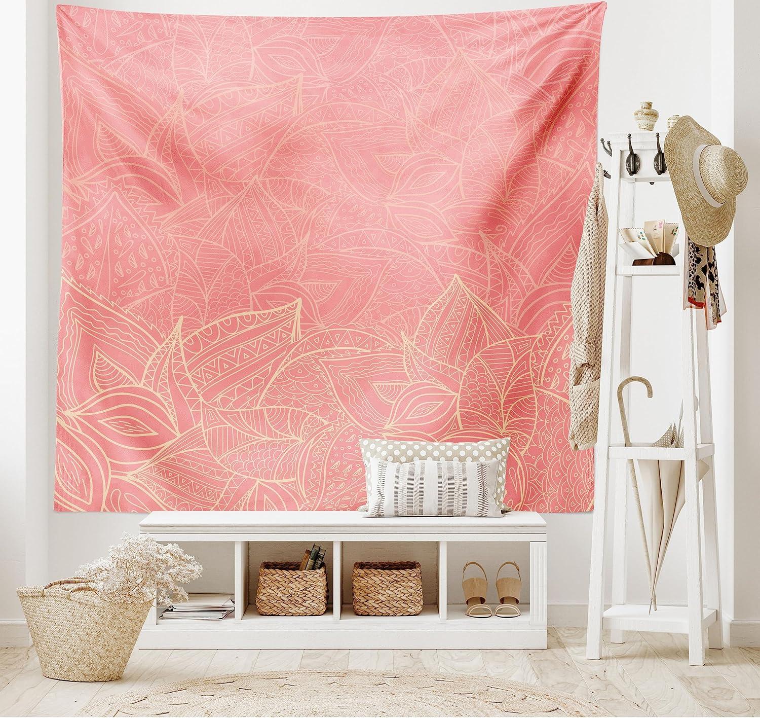 imageAmbesonne Antique Tapestry Old World Map Texture Nostalgic Plan Atlas Trace of Life Wide Wall Hanging for Bedroom Living Room Dorm 60 X 40 Khaki BeigePeach Coral