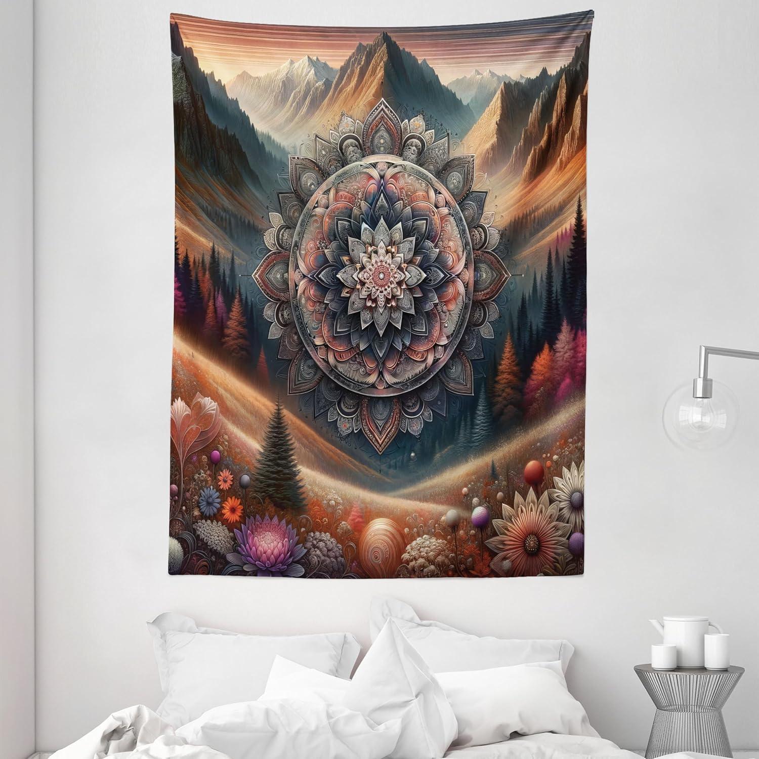 imageAmbesonne Antique Tapestry Old World Map Texture Nostalgic Plan Atlas Trace of Life Wide Wall Hanging for Bedroom Living Room Dorm 60 X 40 Khaki BeigePale Vermilion Multicolor