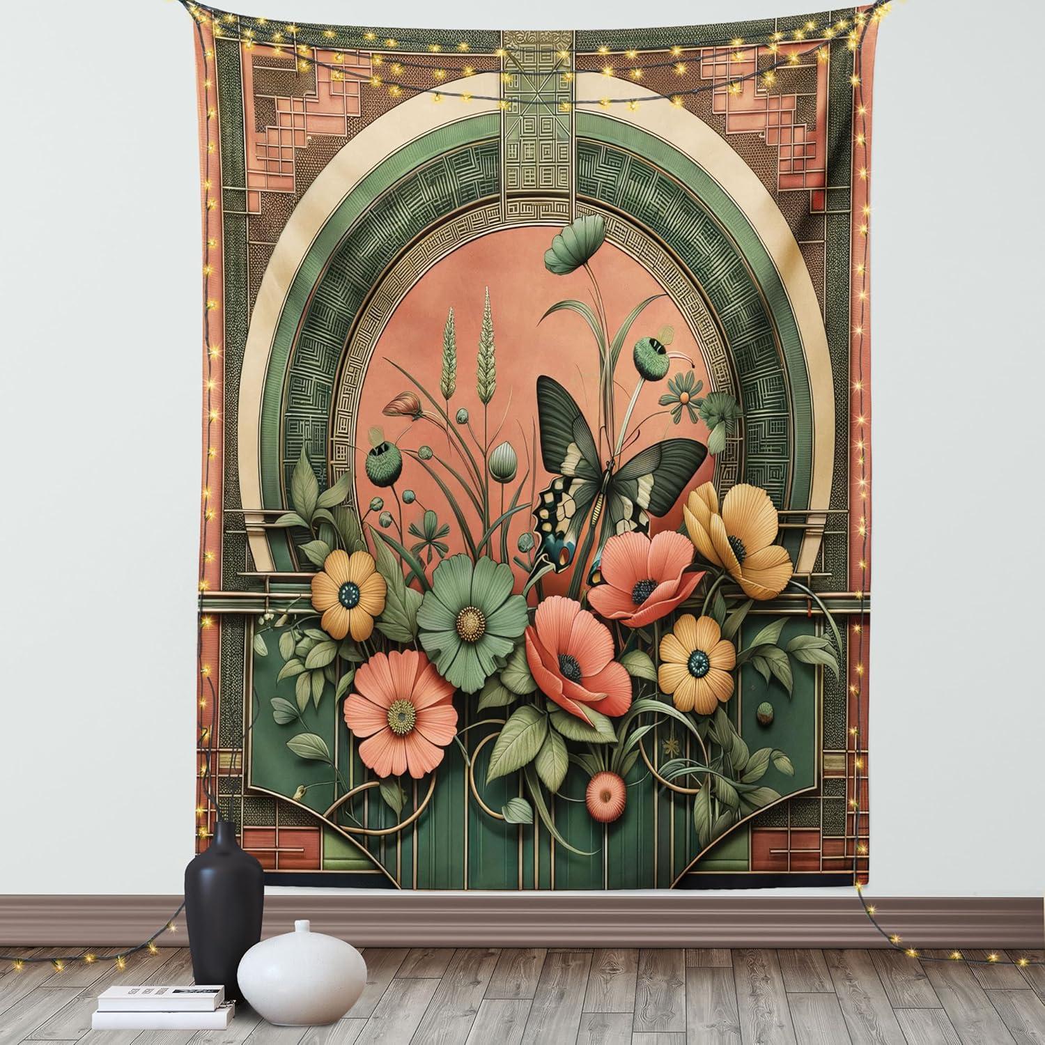 imageAmbesonne Antique Tapestry Old World Map Texture Nostalgic Plan Atlas Trace of Life Wide Wall Hanging for Bedroom Living Room Dorm 60 X 40 Khaki BeigeDark Salmon Laurel Green