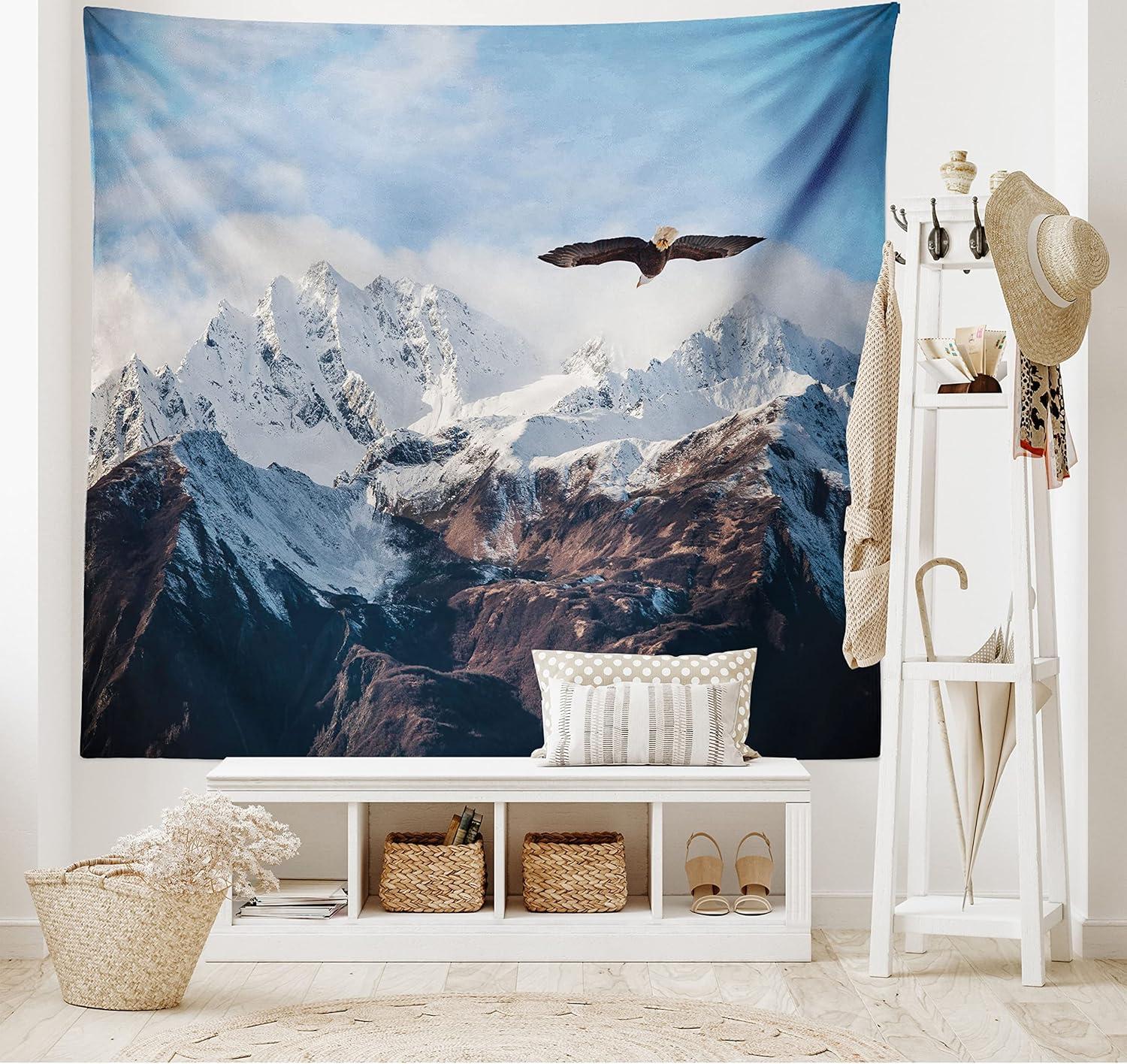 imageAmbesonne Antique Tapestry Old World Map Texture Nostalgic Plan Atlas Trace of Life Wide Wall Hanging for Bedroom Living Room Dorm 60 X 40 Khaki BeigeBrown White Blue