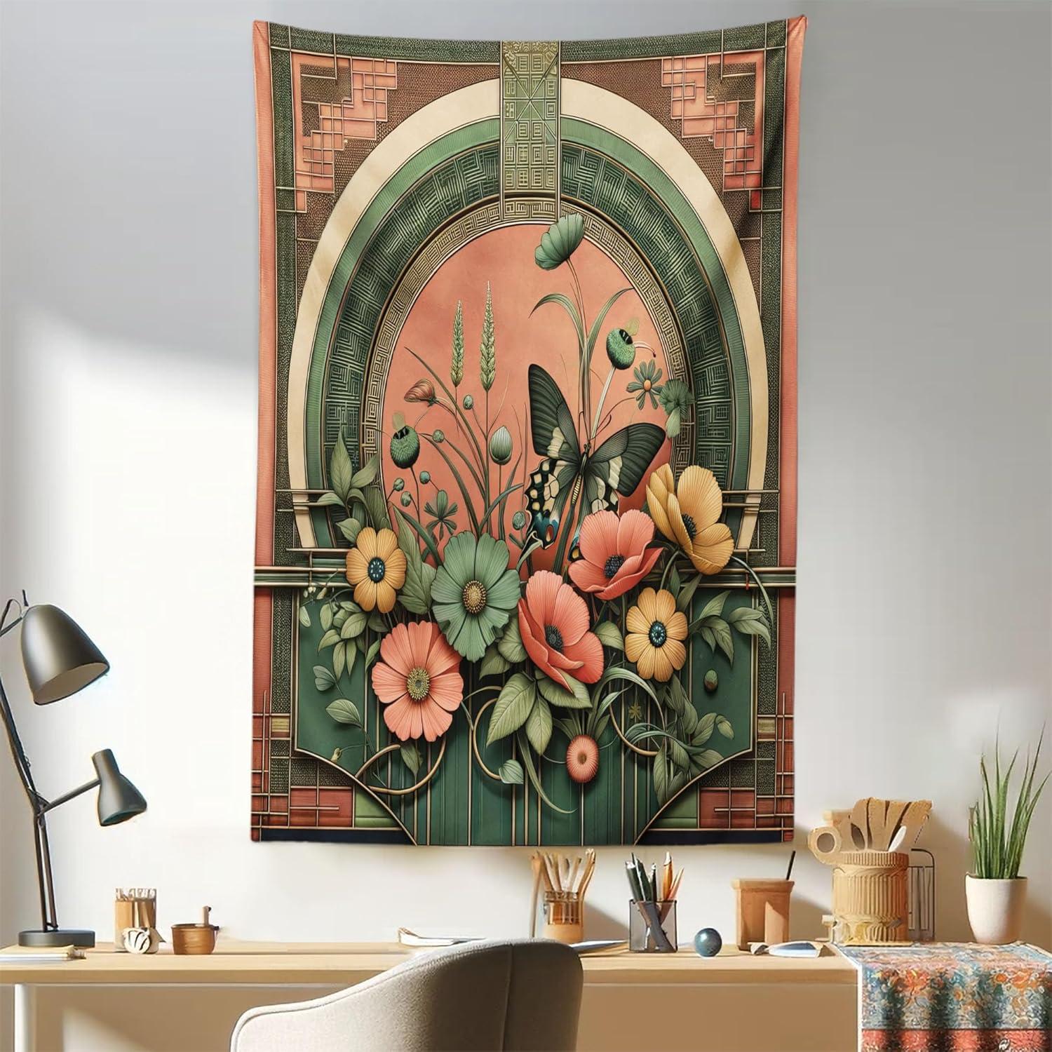 imageAmbesonne Antique Tapestry Old World Map Texture Nostalgic Plan Atlas Trace of Life Wide Wall Hanging for Bedroom Living Room Dorm 60 X 40 Khaki BeigeDark Salmon Laurel Green