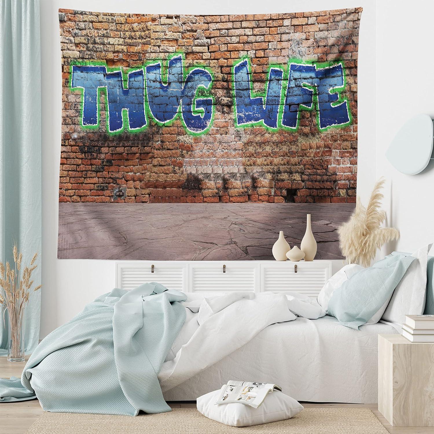 imageAmbesonne Antique Tapestry Old World Map Texture Nostalgic Plan Atlas Trace of Life Wide Wall Hanging for Bedroom Living Room Dorm 60 X 40 Khaki BeigeBrown Blue