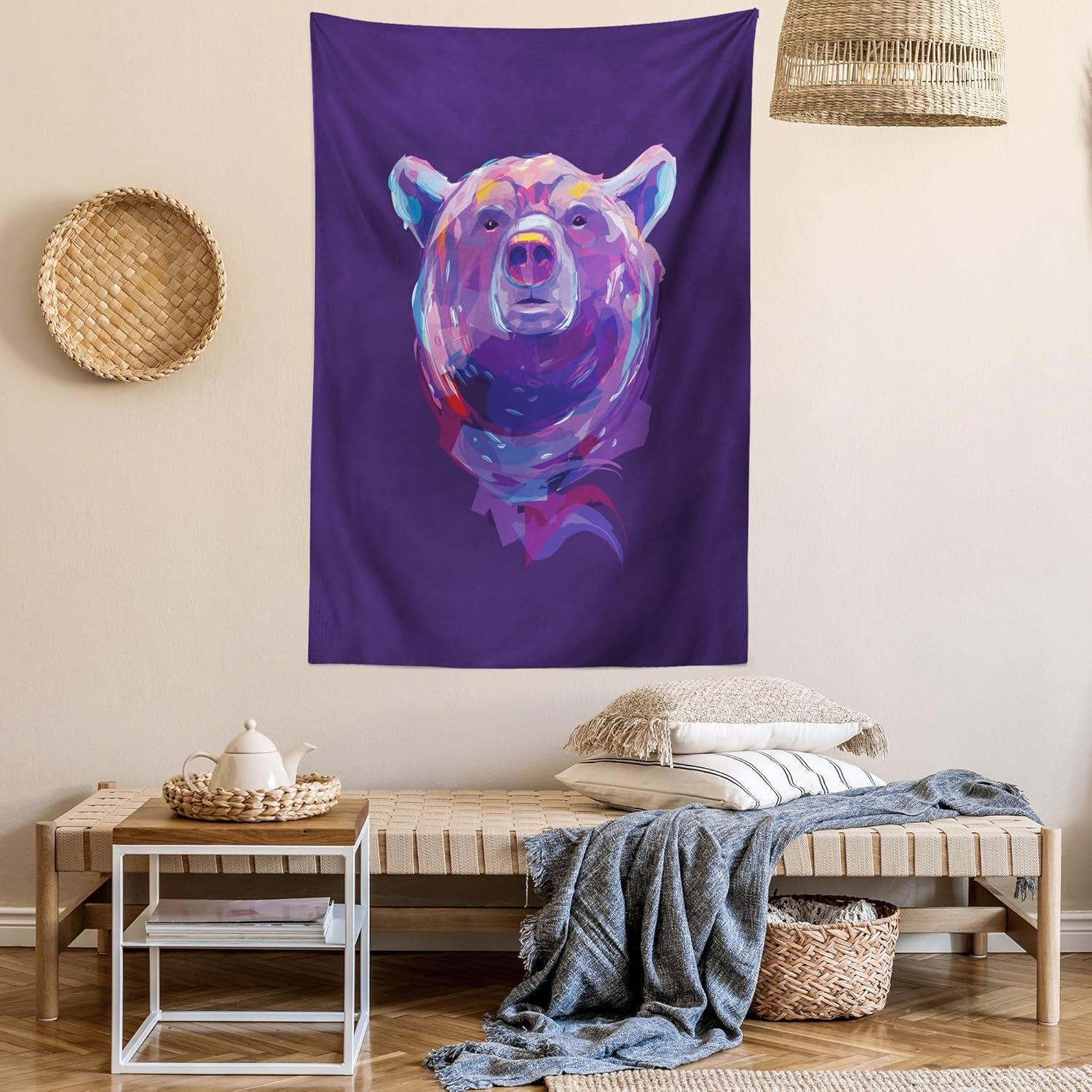 imageAmbesonne Antique Tapestry Old World Map Texture Nostalgic Plan Atlas Trace of Life Wide Wall Hanging for Bedroom Living Room Dorm 60 X 40 Khaki BeigePurple Pink Sky Blue