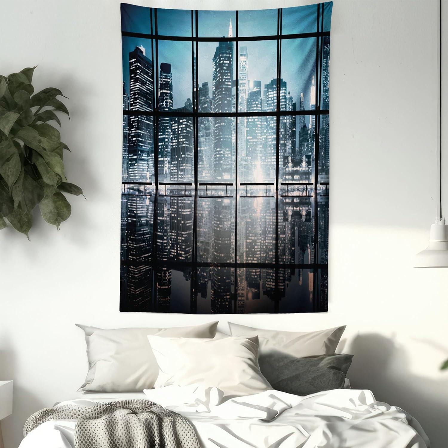 imageAmbesonne Antique Tapestry Old World Map Texture Nostalgic Plan Atlas Trace of Life Wide Wall Hanging for Bedroom Living Room Dorm 60 X 40 Khaki BeigeBlack Blue