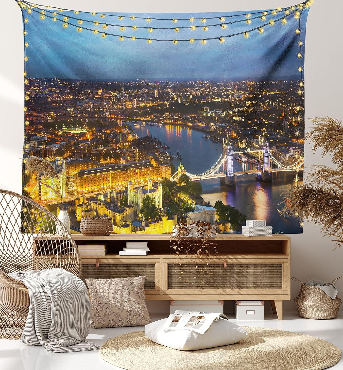 imageAmbesonne Antique Tapestry Old World Map Texture Nostalgic Plan Atlas Trace of Life Wide Wall Hanging for Bedroom Living Room Dorm 60 X 40 Khaki BeigeYellow Bluegrey