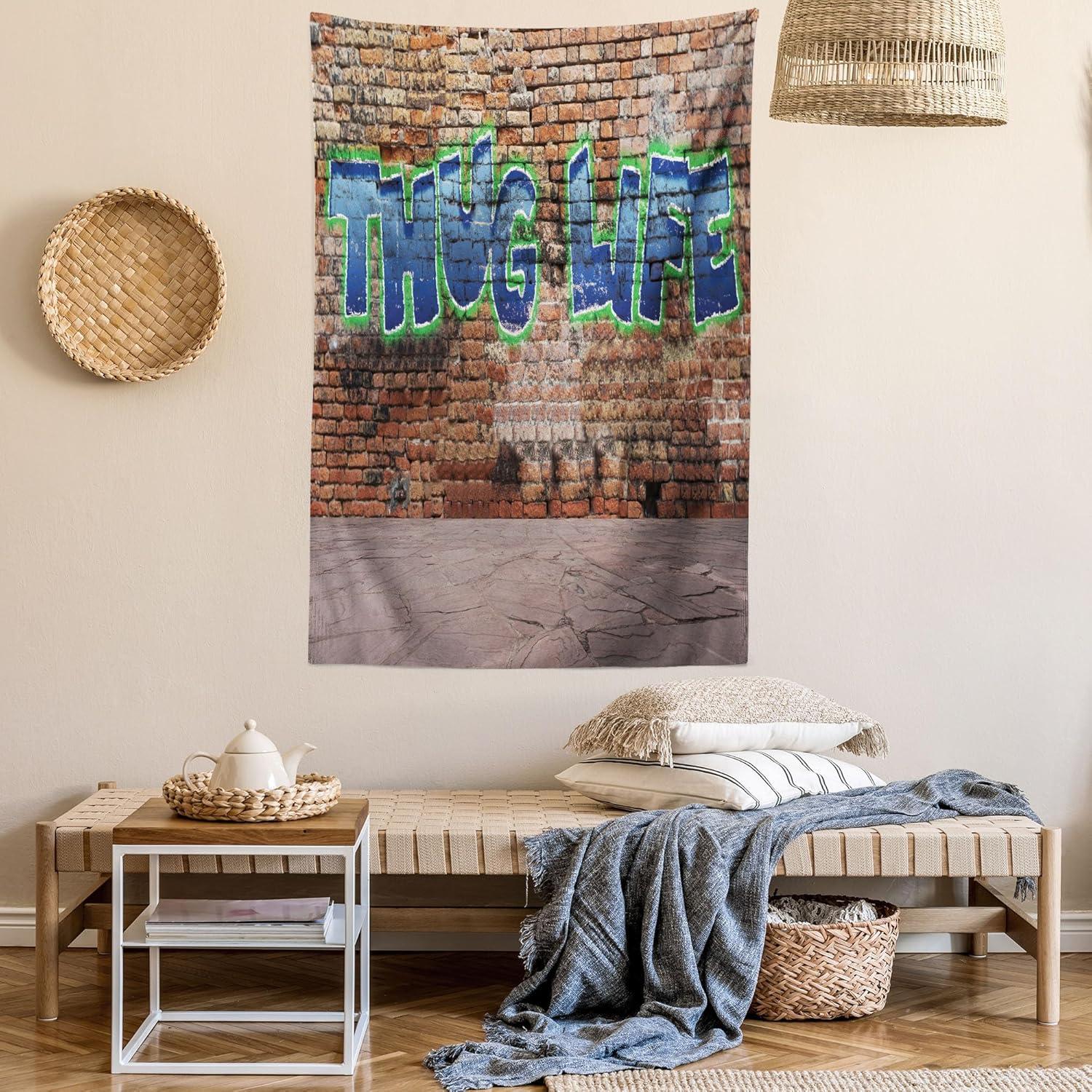 imageAmbesonne Antique Tapestry Old World Map Texture Nostalgic Plan Atlas Trace of Life Wide Wall Hanging for Bedroom Living Room Dorm 60 X 40 Khaki BeigeBrown Blue