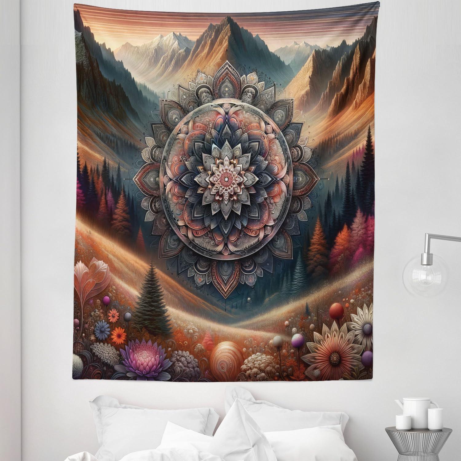imageAmbesonne Antique Tapestry Old World Map Texture Nostalgic Plan Atlas Trace of Life Wide Wall Hanging for Bedroom Living Room Dorm 60 X 40 Khaki BeigePale Vermilion Multicolor