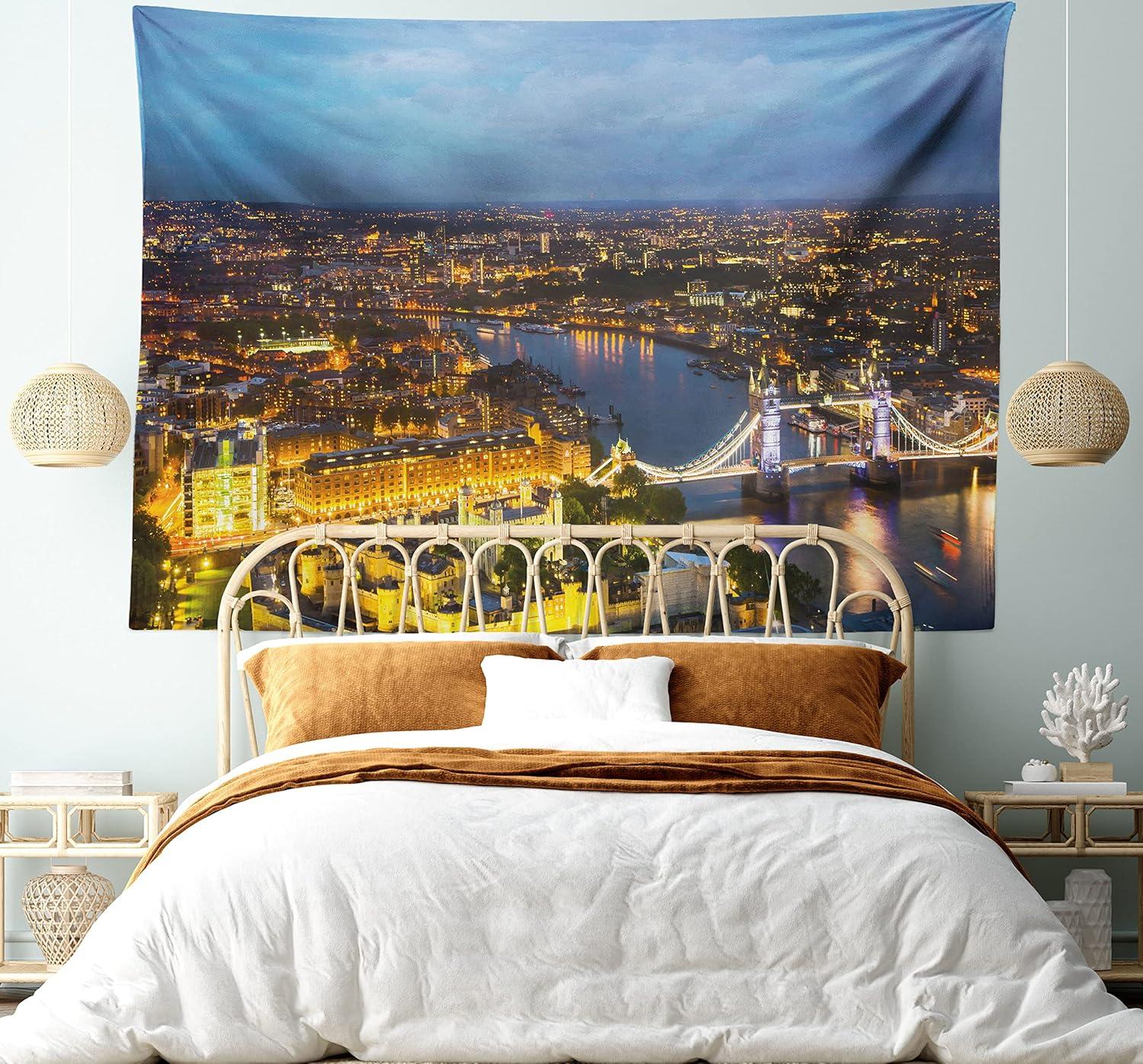 imageAmbesonne Antique Tapestry Old World Map Texture Nostalgic Plan Atlas Trace of Life Wide Wall Hanging for Bedroom Living Room Dorm 60 X 40 Khaki BeigeYellow Bluegrey