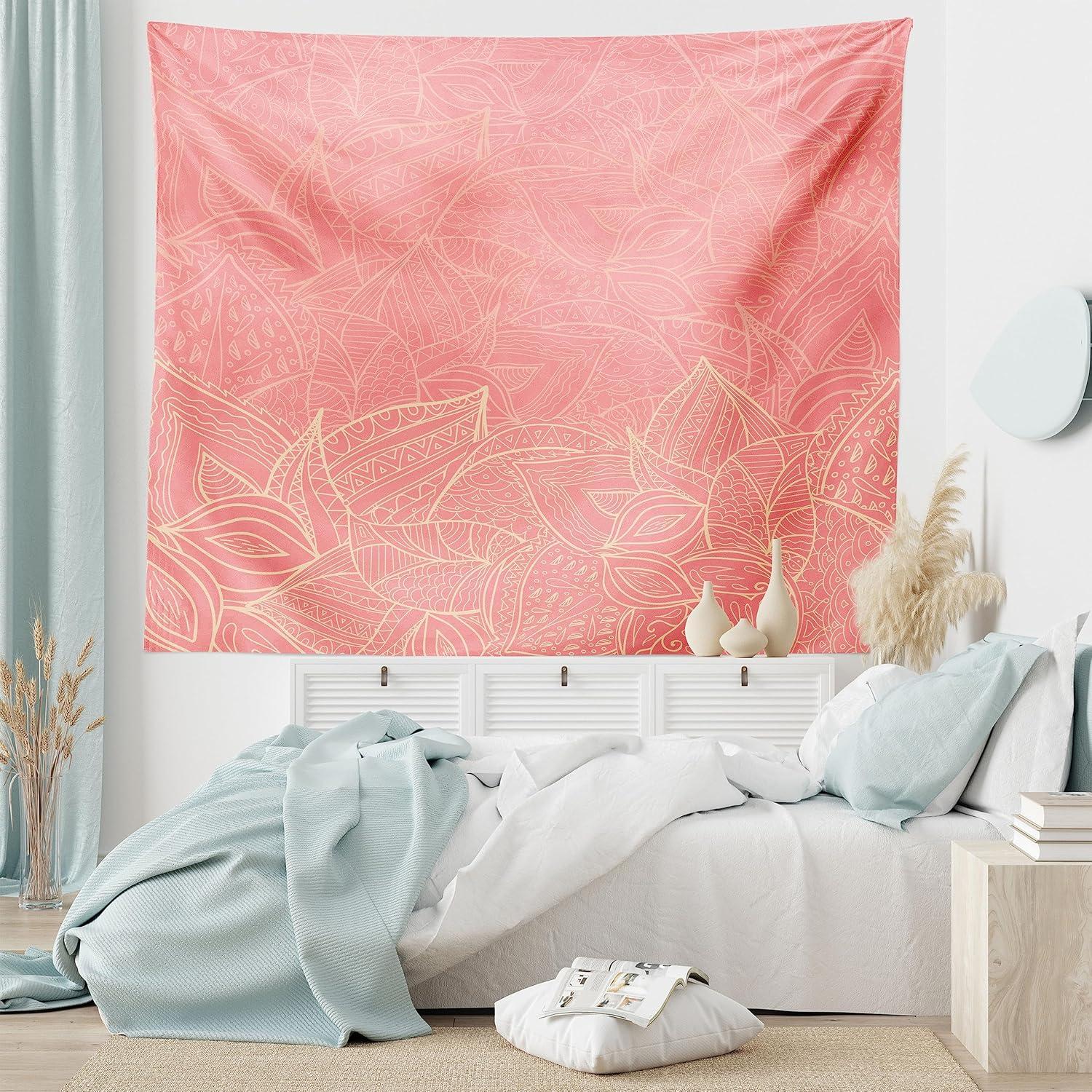 imageAmbesonne Antique Tapestry Old World Map Texture Nostalgic Plan Atlas Trace of Life Wide Wall Hanging for Bedroom Living Room Dorm 60 X 40 Khaki BeigePeach Coral