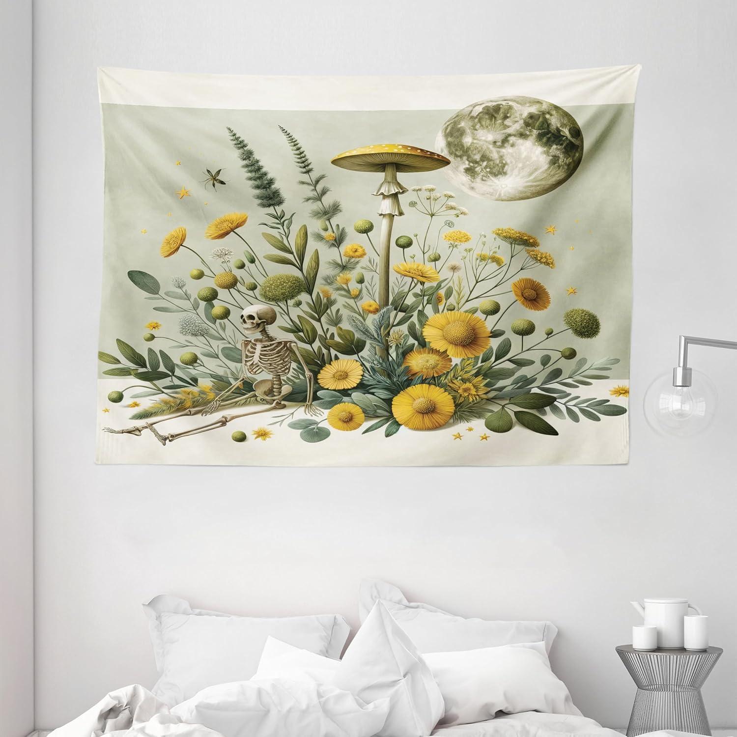 imageAmbesonne Antique Tapestry Old World Map Texture Nostalgic Plan Atlas Trace of Life Wide Wall Hanging for Bedroom Living Room Dorm 60 X 40 Khaki BeigePale Green Earth Yellow