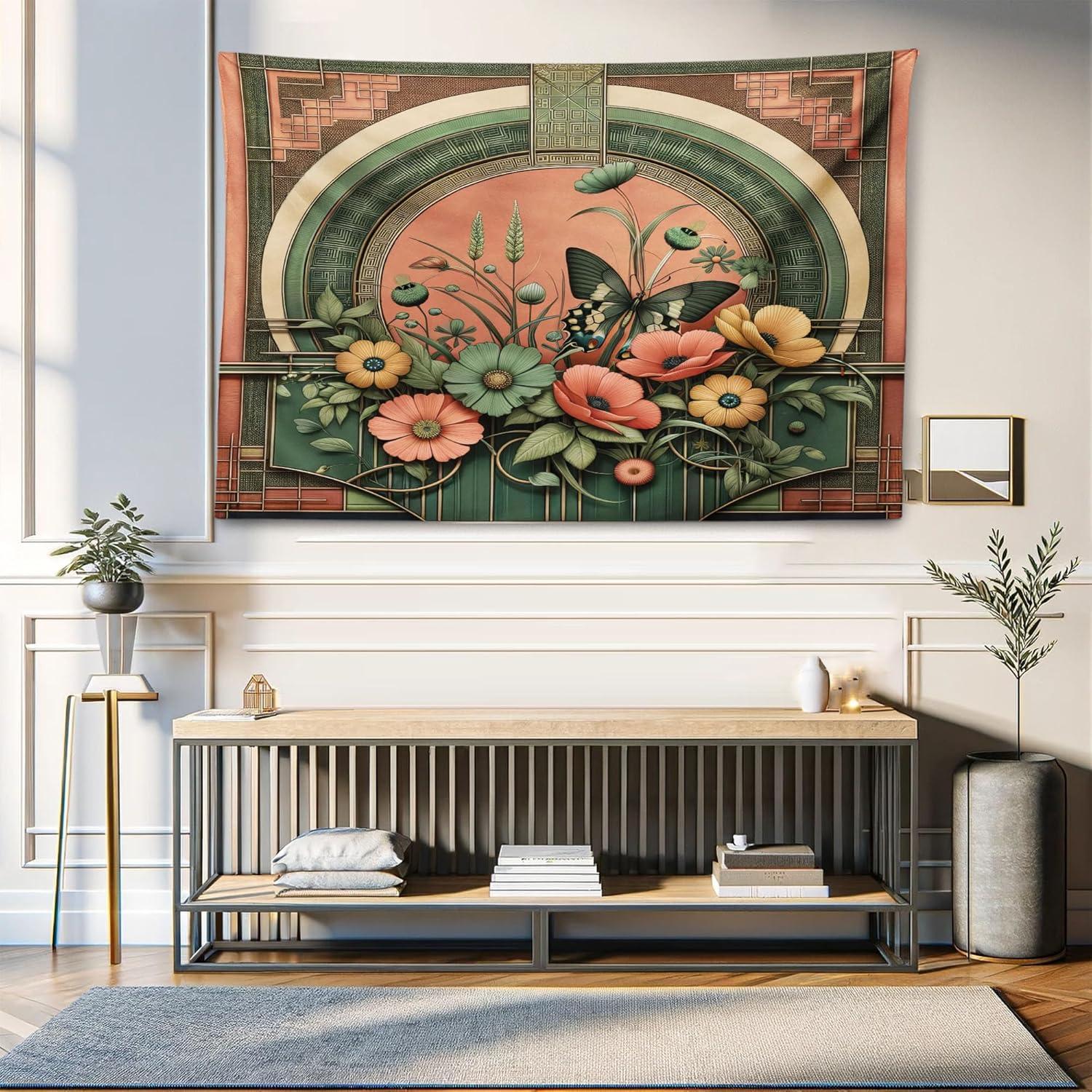 imageAmbesonne Antique Tapestry Old World Map Texture Nostalgic Plan Atlas Trace of Life Wide Wall Hanging for Bedroom Living Room Dorm 60 X 40 Khaki BeigeDark Salmon Laurel Green