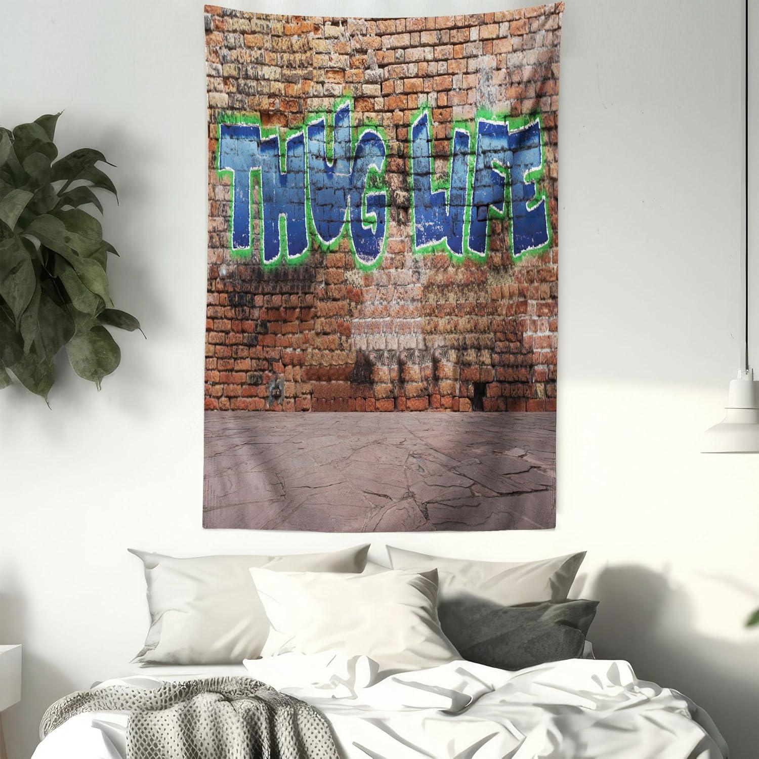 imageAmbesonne Antique Tapestry Old World Map Texture Nostalgic Plan Atlas Trace of Life Wide Wall Hanging for Bedroom Living Room Dorm 60 X 40 Khaki BeigeBrown Blue