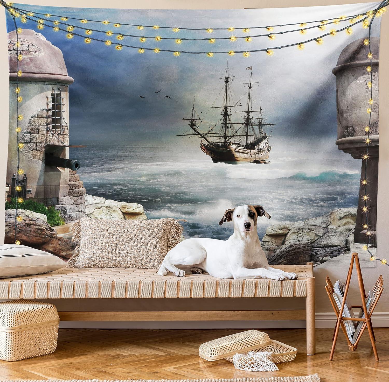 imageAmbesonne Antique Tapestry Old World Map Texture Nostalgic Plan Atlas Trace of Life Wide Wall Hanging for Bedroom Living Room Dorm 60 X 40 Khaki BeigePale Muave Beige