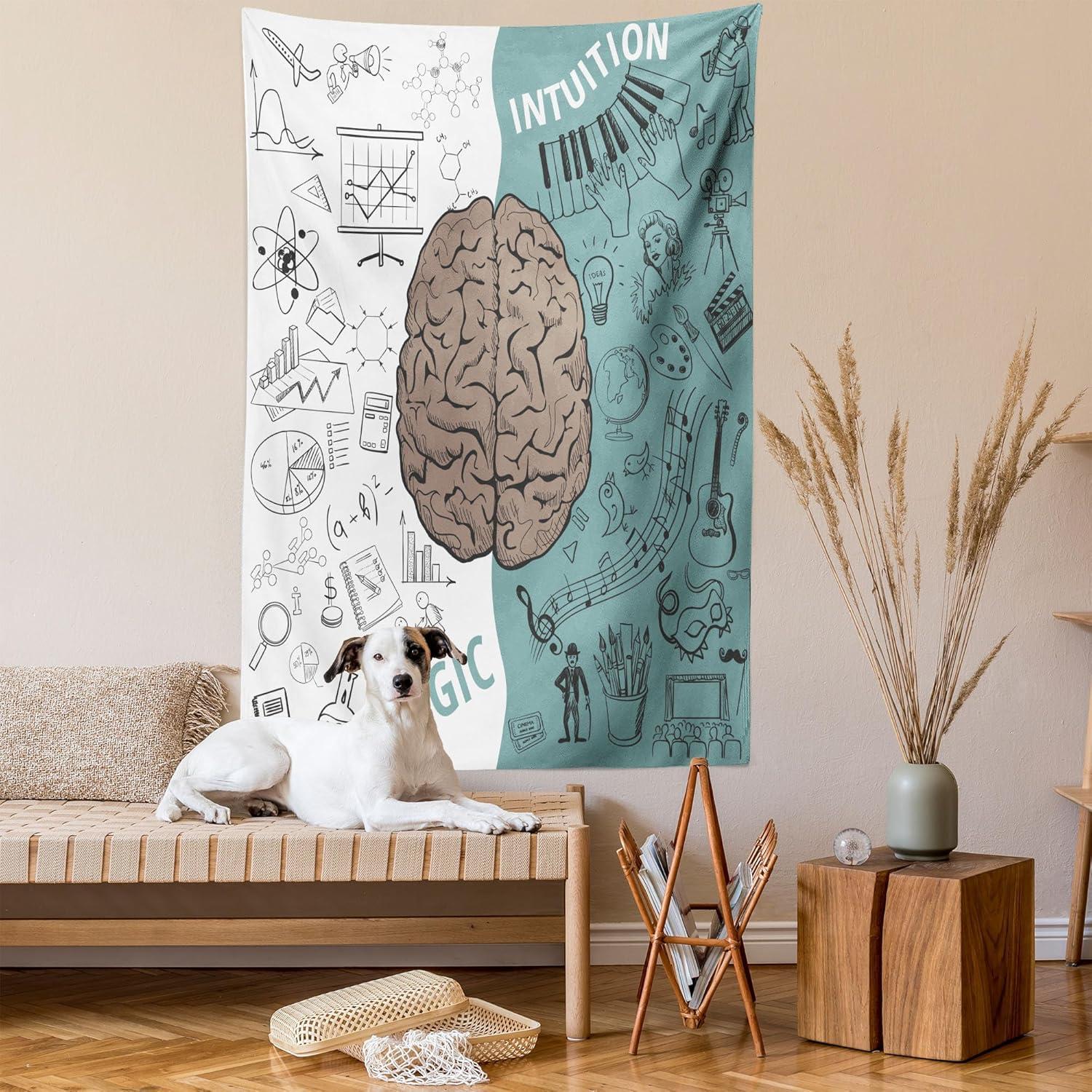 imageAmbesonne Antique Tapestry Old World Map Texture Nostalgic Plan Atlas Trace of Life Wide Wall Hanging for Bedroom Living Room Dorm 60 X 40 Khaki BeigeWhite Teal Umber
