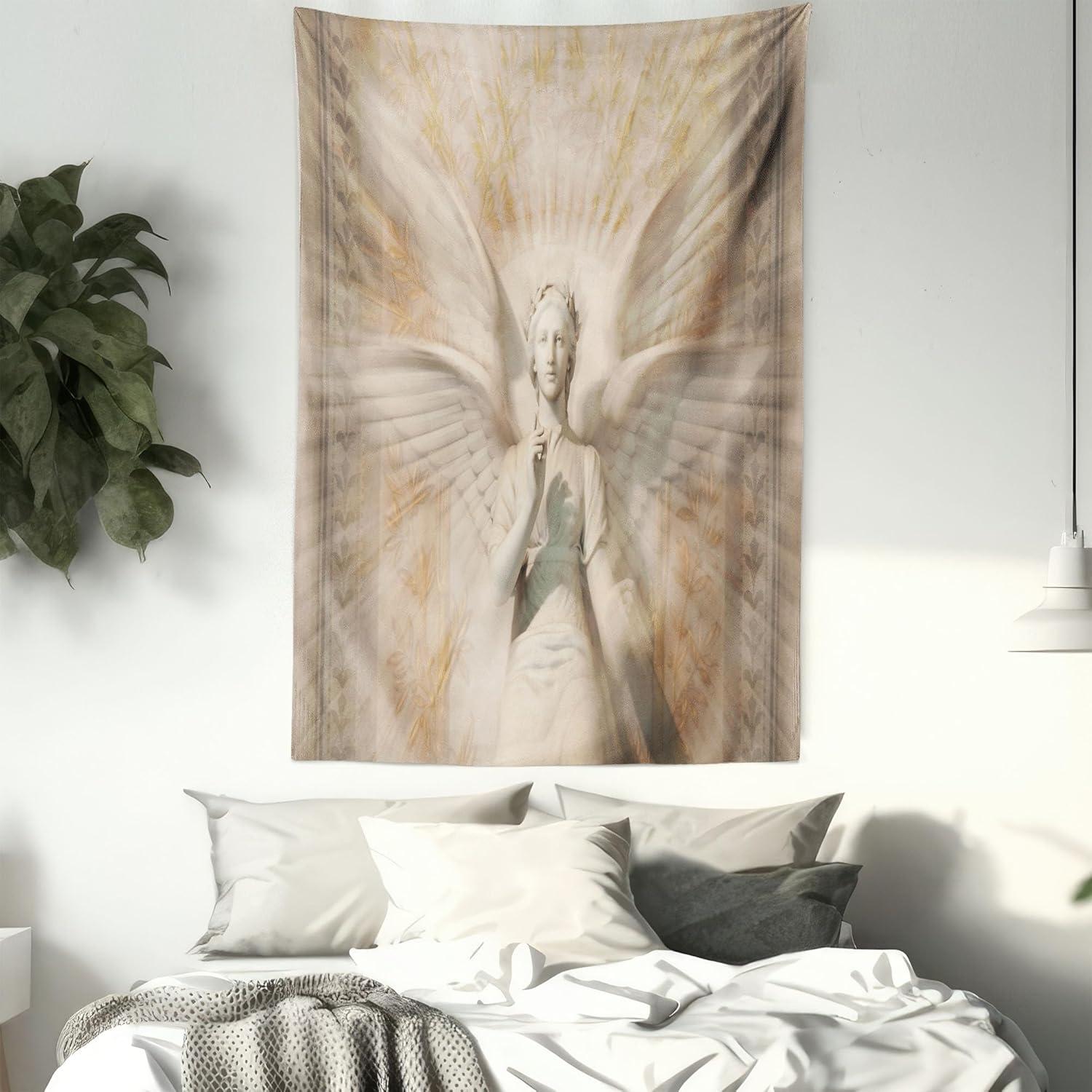 imageAmbesonne Antique Tapestry Old World Map Texture Nostalgic Plan Atlas Trace of Life Wide Wall Hanging for Bedroom Living Room Dorm 60 X 40 Khaki BeigeYellow White