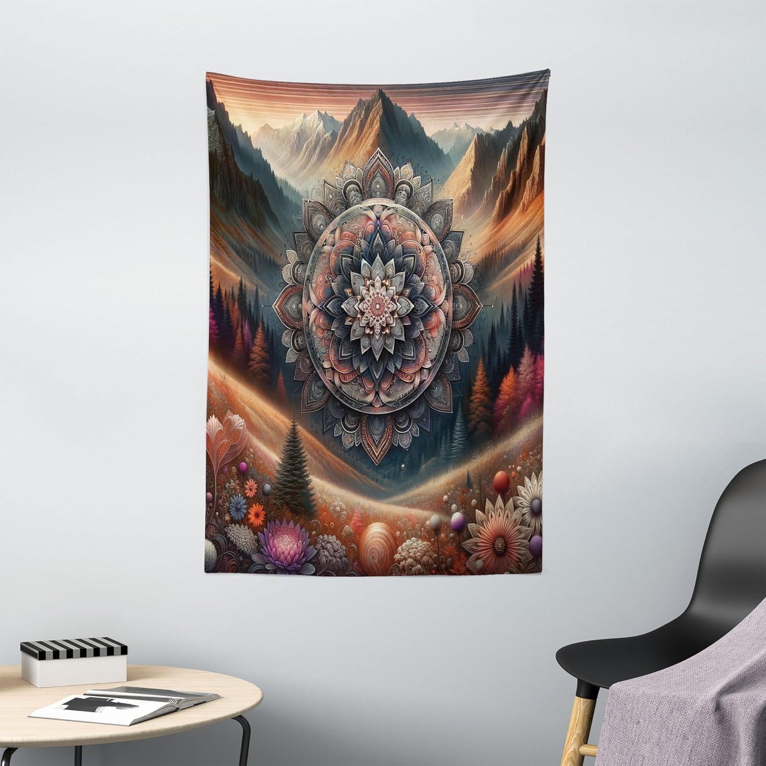 imageAmbesonne Antique Tapestry Old World Map Texture Nostalgic Plan Atlas Trace of Life Wide Wall Hanging for Bedroom Living Room Dorm 60 X 40 Khaki BeigePale Vermilion Multicolor