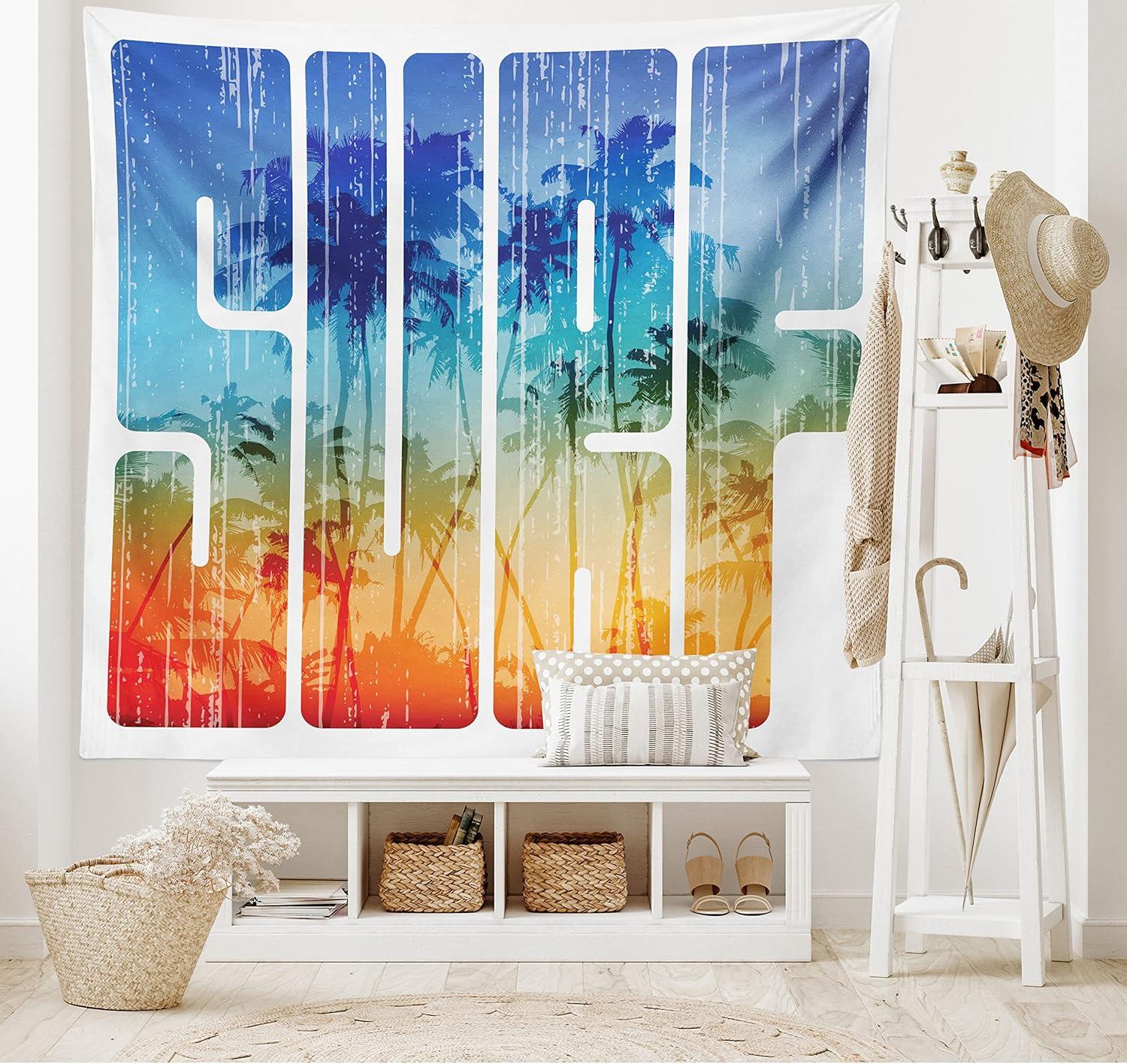 imageAmbesonne Antique Tapestry Old World Map Texture Nostalgic Plan Atlas Trace of Life Wide Wall Hanging for Bedroom Living Room Dorm 60 X 40 Khaki BeigeNavy Orange