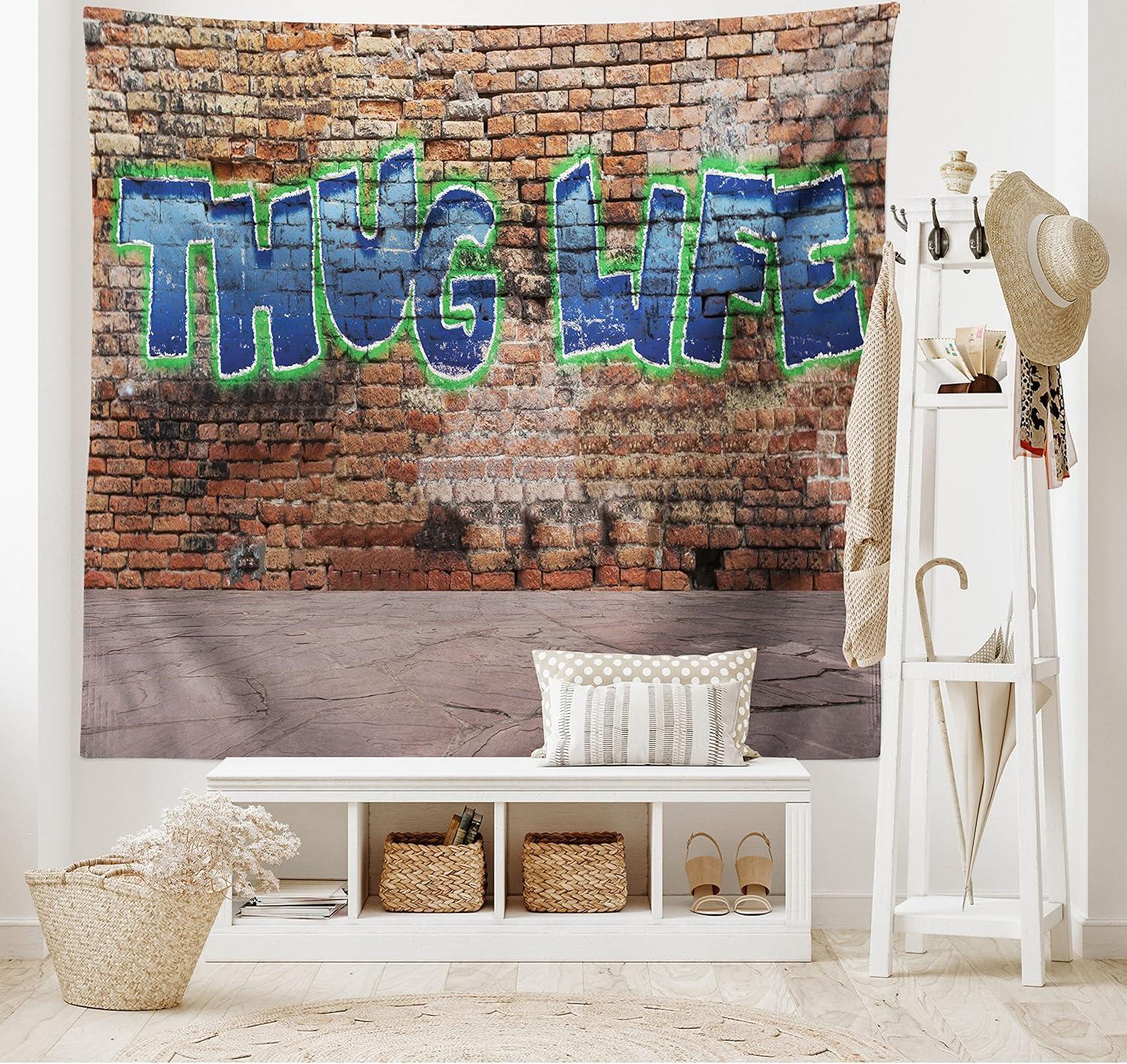 imageAmbesonne Antique Tapestry Old World Map Texture Nostalgic Plan Atlas Trace of Life Wide Wall Hanging for Bedroom Living Room Dorm 60 X 40 Khaki BeigeBrown Blue