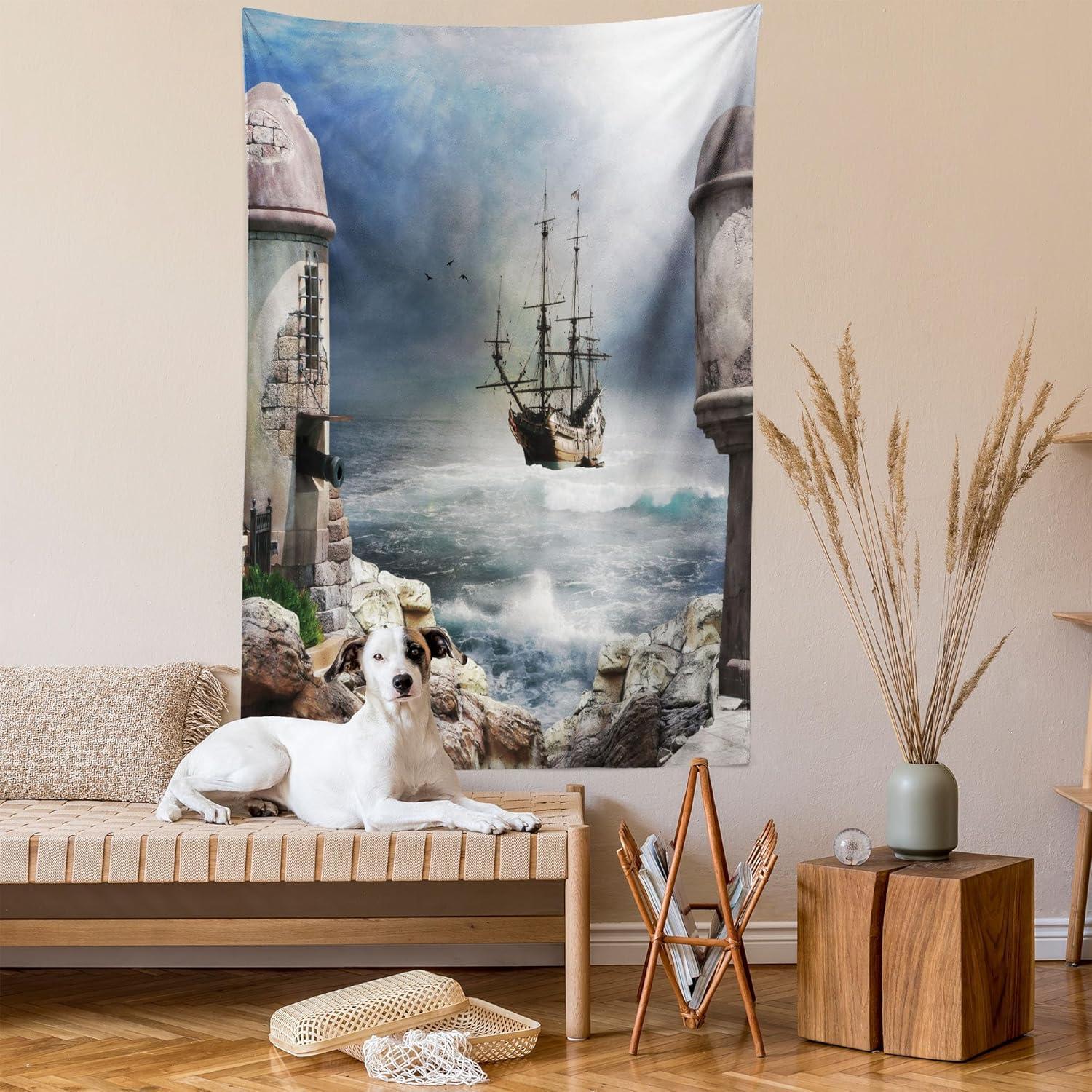 imageAmbesonne Antique Tapestry Old World Map Texture Nostalgic Plan Atlas Trace of Life Wide Wall Hanging for Bedroom Living Room Dorm 60 X 40 Khaki BeigePale Muave Beige