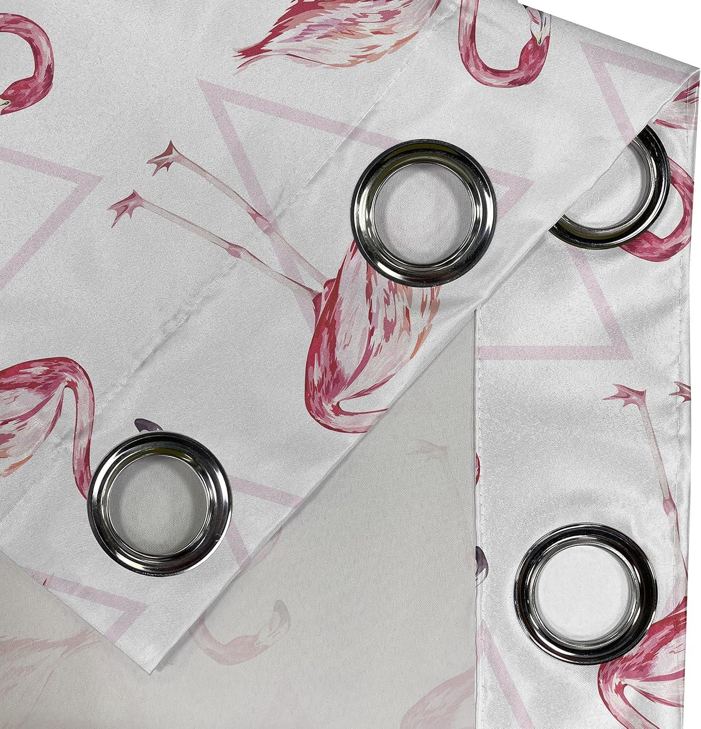 imageAmbesonne Flamingo Grommet Curtain Realistic Drawing Style Animals on Geometrical Backdrop with Pink Triangles Decorative 2Panel Window Drapes for Bedroom Living Room 50 x 54 Pink Peach WhitePink Peach White
