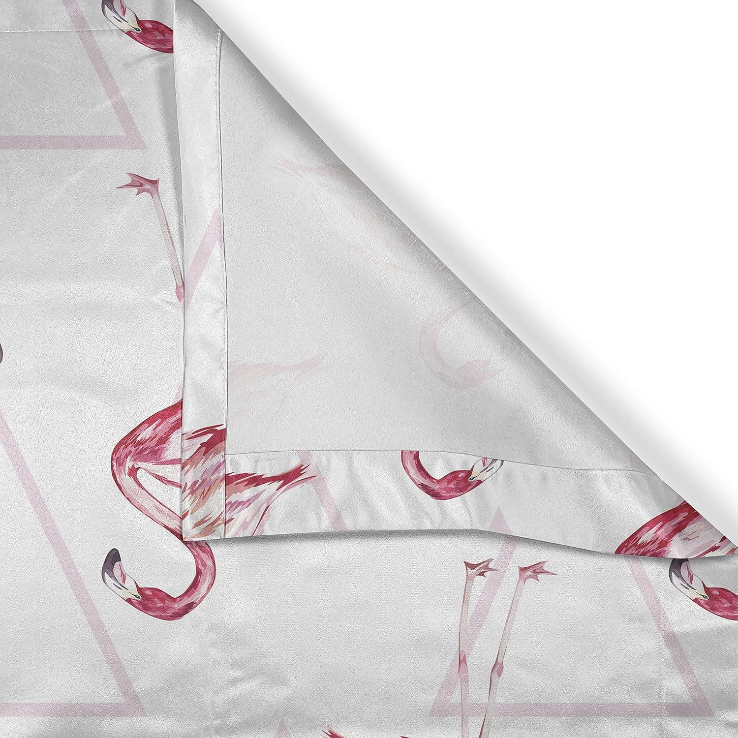 imageAmbesonne Flamingo Grommet Curtain Realistic Drawing Style Animals on Geometrical Backdrop with Pink Triangles Decorative 2Panel Window Drapes for Bedroom Living Room 50 x 54 Pink Peach WhitePink Peach White