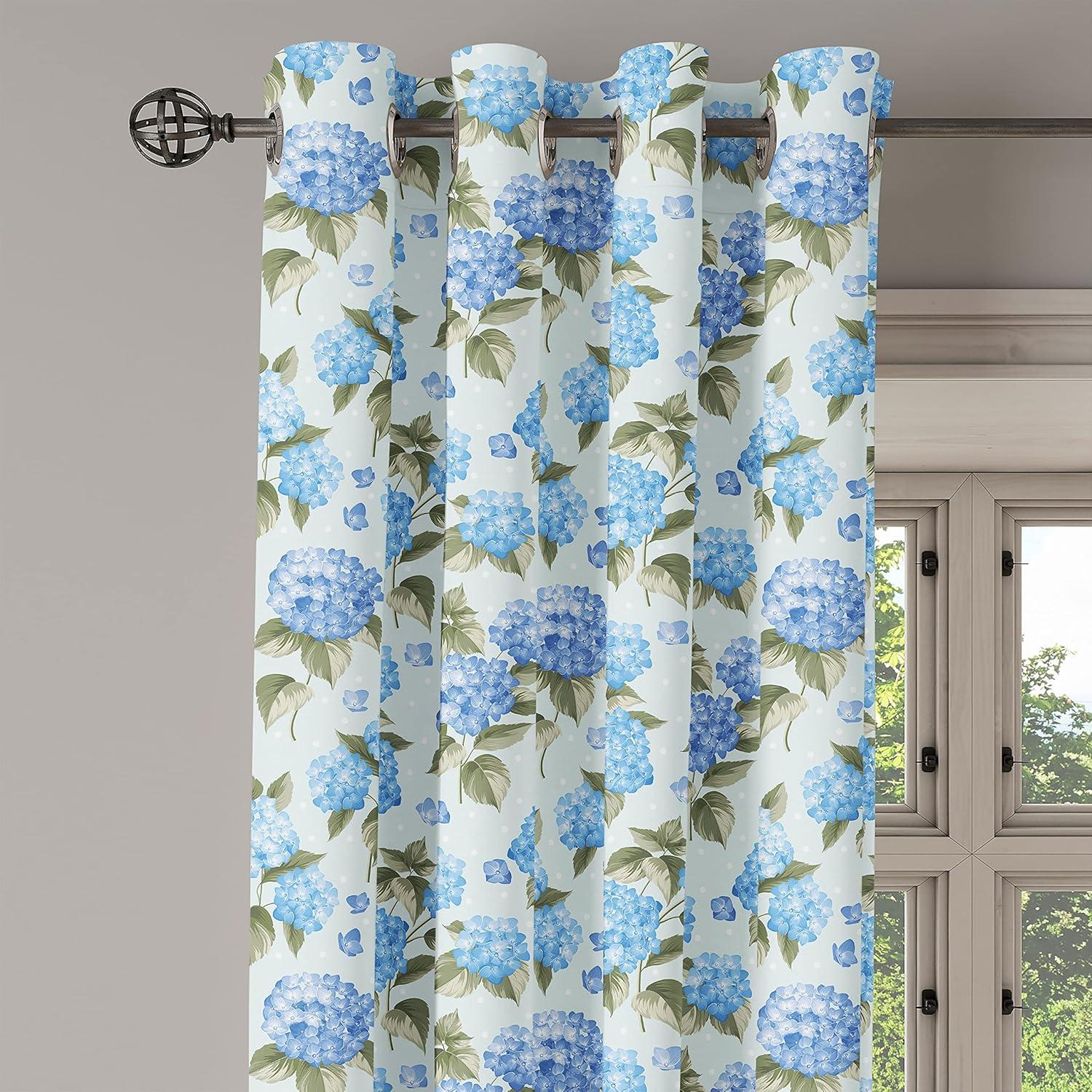imageAmbesonne Flower Grommet Curtain Hydrangea Flowers Over Soft Background Wedding Bridal Design Decorative 2Panel Window Drapes for Bedroom Living Room 50 x 84 Pale Blue Reseda GreenPale Blue Reseda Green