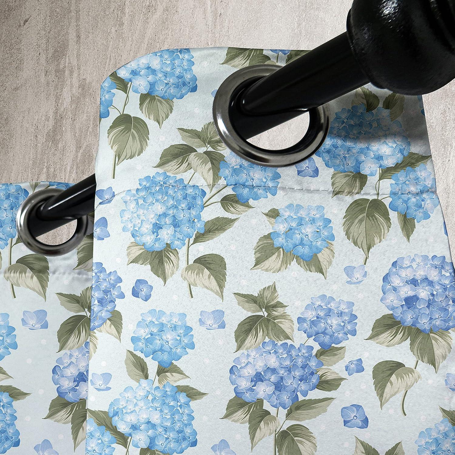 imageAmbesonne Flower Grommet Curtain Hydrangea Flowers Over Soft Background Wedding Bridal Design Decorative 2Panel Window Drapes for Bedroom Living Room 50 x 84 Pale Blue Reseda GreenPale Blue Reseda Green
