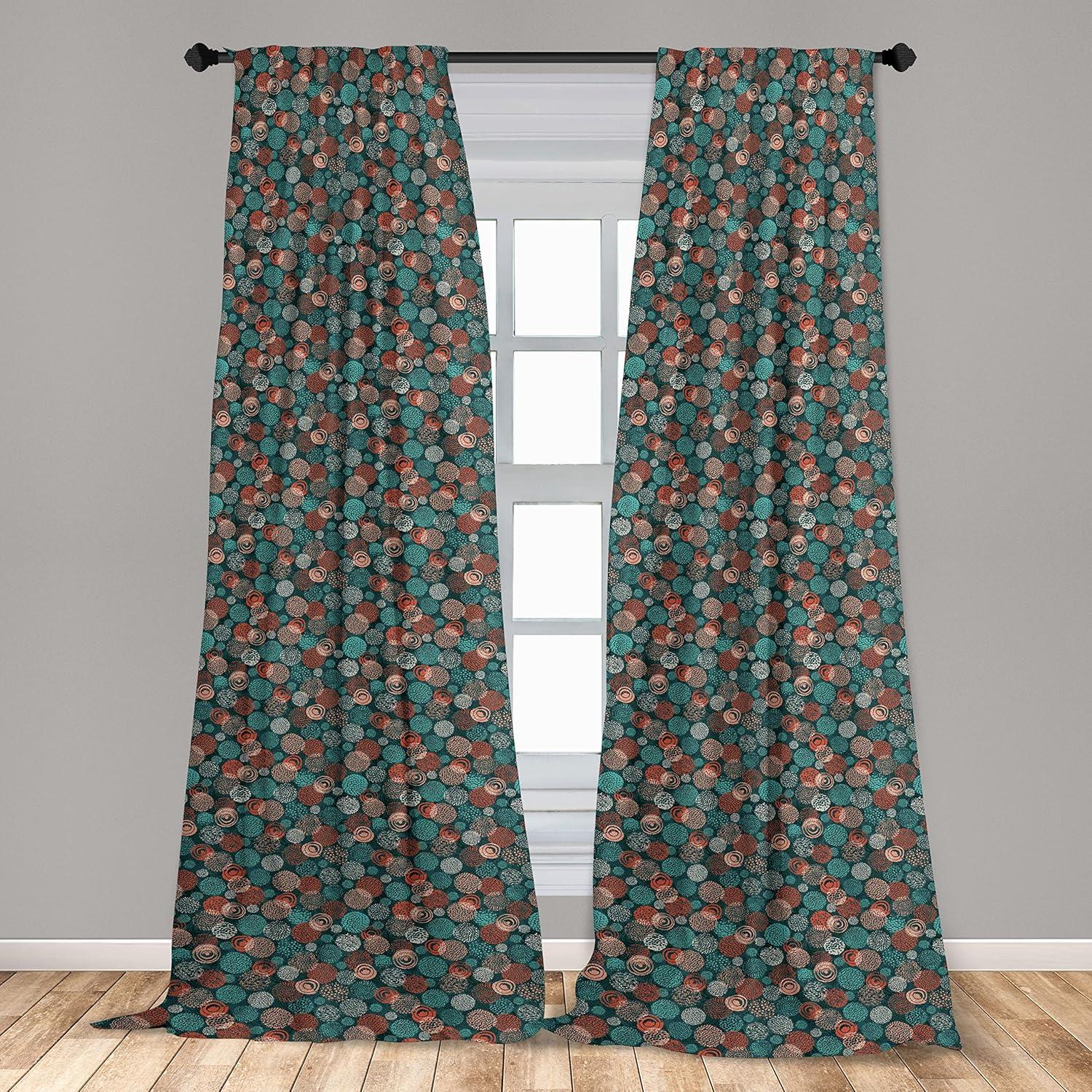 imageAmbesonne Giraffe Curtains Animal Print with African Tree Cartoon Concept Nature Art on Neutral Stripes Window Treatments 2 Panel Set for Living Room Bedroom Pair of 28 x 63 Green Camel TanTeal Salmon and Turquoise