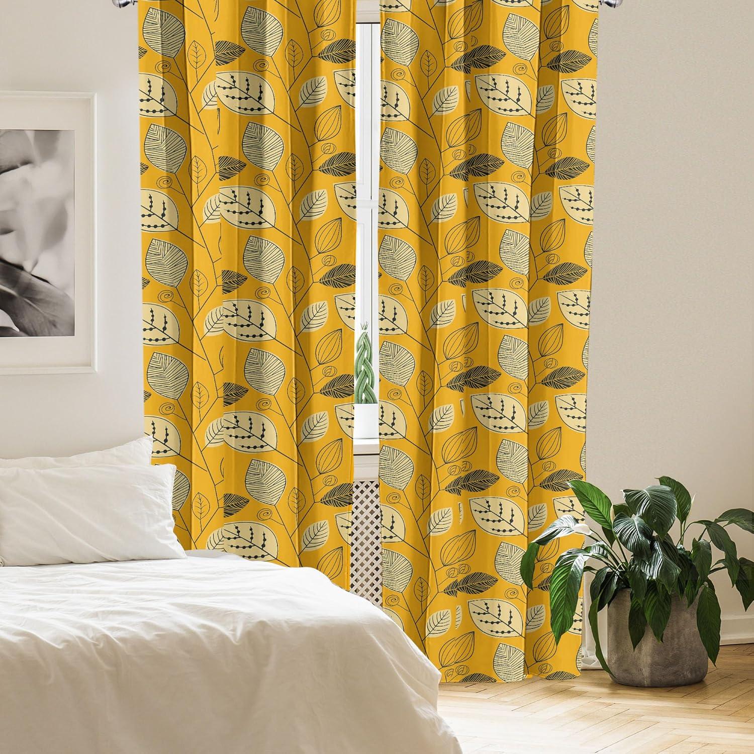 imageAmbesonne Giraffe Curtains Animal Print with African Tree Cartoon Concept Nature Art on Neutral Stripes Window Treatments 2 Panel Set for Living Room Bedroom Pair of 28 x 63 Green Camel TanMarigold Black and Beige