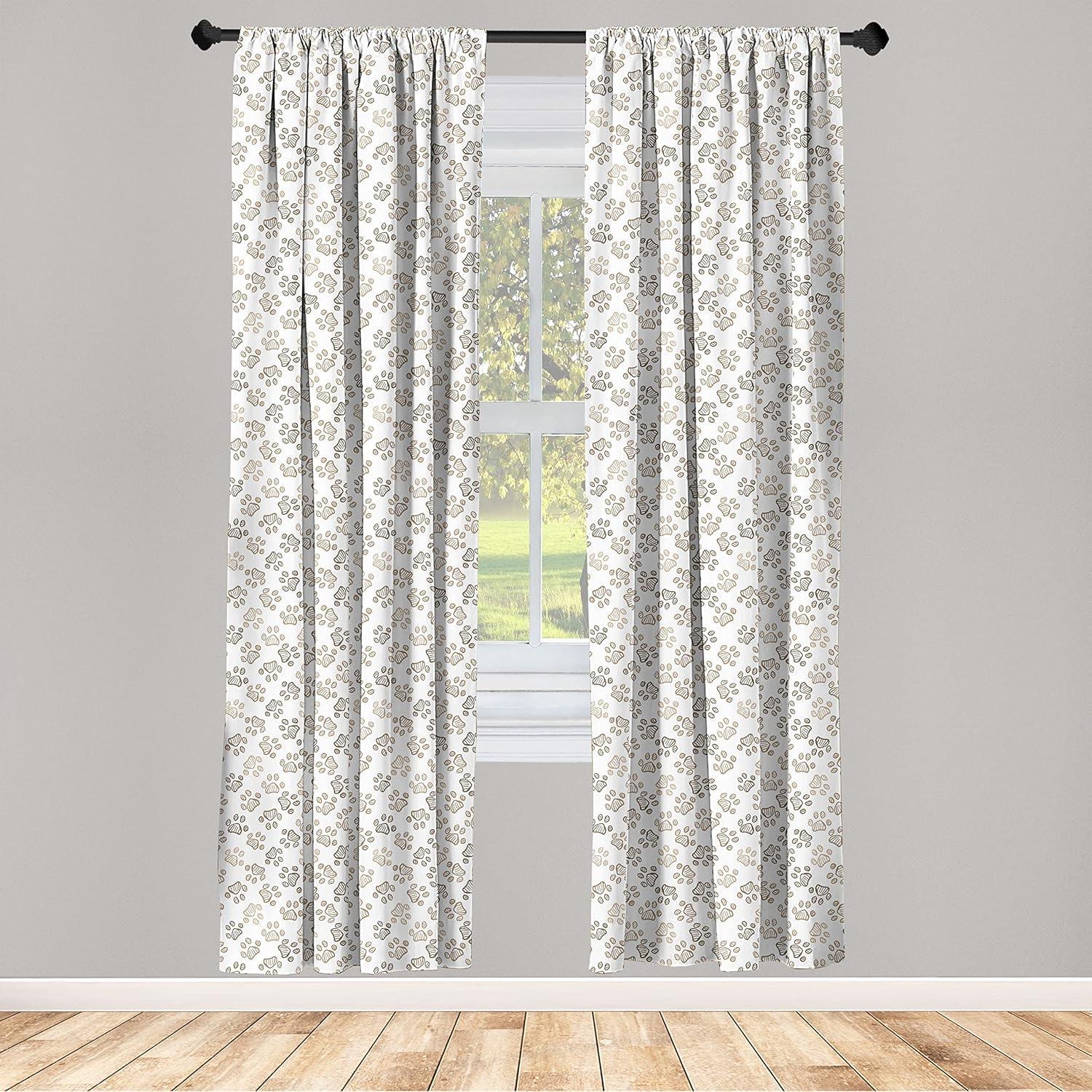 imageAmbesonne Giraffe Curtains Animal Print with African Tree Cartoon Concept Nature Art on Neutral Stripes Window Treatments 2 Panel Set for Living Room Bedroom Pair of 28 x 63 Green Camel TanPale Taupe Brown White