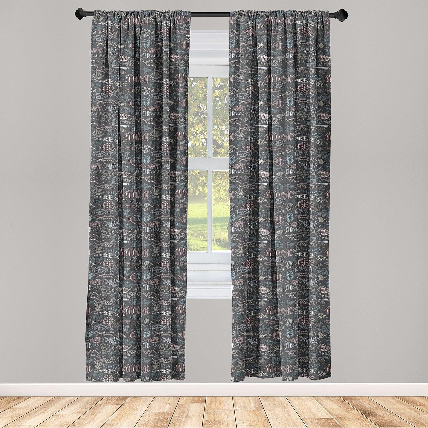 imageAmbesonne Giraffe Curtains Animal Print with African Tree Cartoon Concept Nature Art on Neutral Stripes Window Treatments 2 Panel Set for Living Room Bedroom Pair of 28 x 63 Green Camel TanBlue Rose Dark Blue Grey