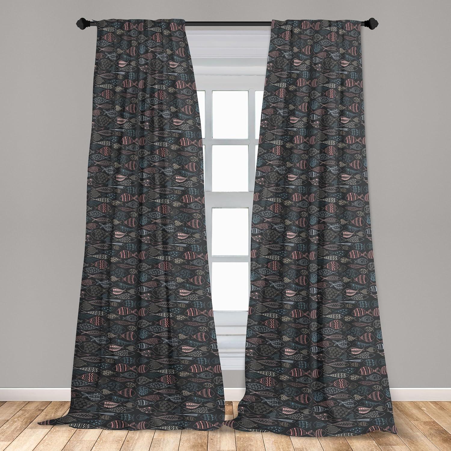 imageAmbesonne Giraffe Curtains Animal Print with African Tree Cartoon Concept Nature Art on Neutral Stripes Window Treatments 2 Panel Set for Living Room Bedroom Pair of 28 x 63 Green Camel TanBlue Rose Dark Blue Grey
