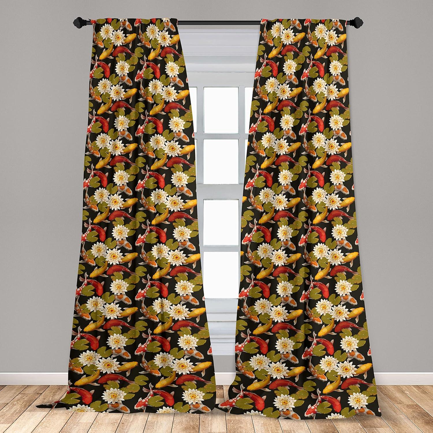 imageAmbesonne Giraffe Curtains Animal Print with African Tree Cartoon Concept Nature Art on Neutral Stripes Window Treatments 2 Panel Set for Living Room Bedroom Pair of 28 x 63 Green Camel TanOrange Fawn and Dark Grey