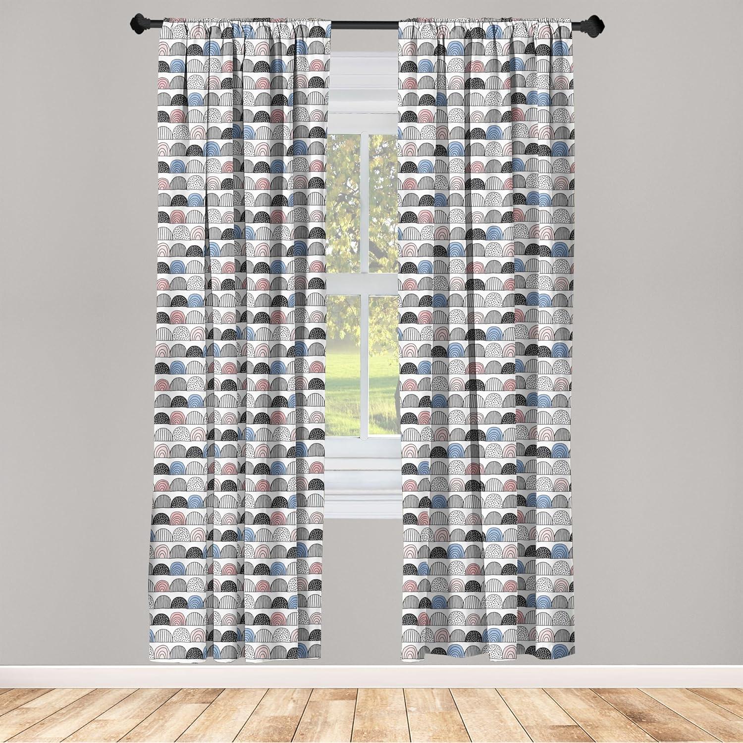 imageAmbesonne Giraffe Curtains Animal Print with African Tree Cartoon Concept Nature Art on Neutral Stripes Window Treatments 2 Panel Set for Living Room Bedroom Pair of 28 x 63 Green Camel TanWhite Sea Blue and Rose