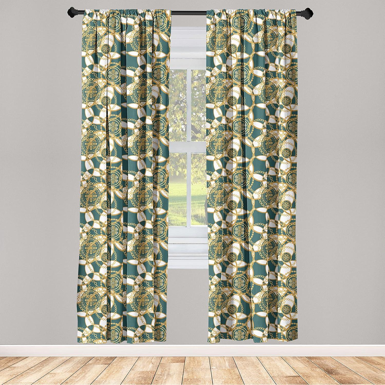 imageAmbesonne Giraffe Curtains Animal Print with African Tree Cartoon Concept Nature Art on Neutral Stripes Window Treatments 2 Panel Set for Living Room Bedroom Pair of 28 x 63 Green Camel TanHunter Green and Earth Yellow