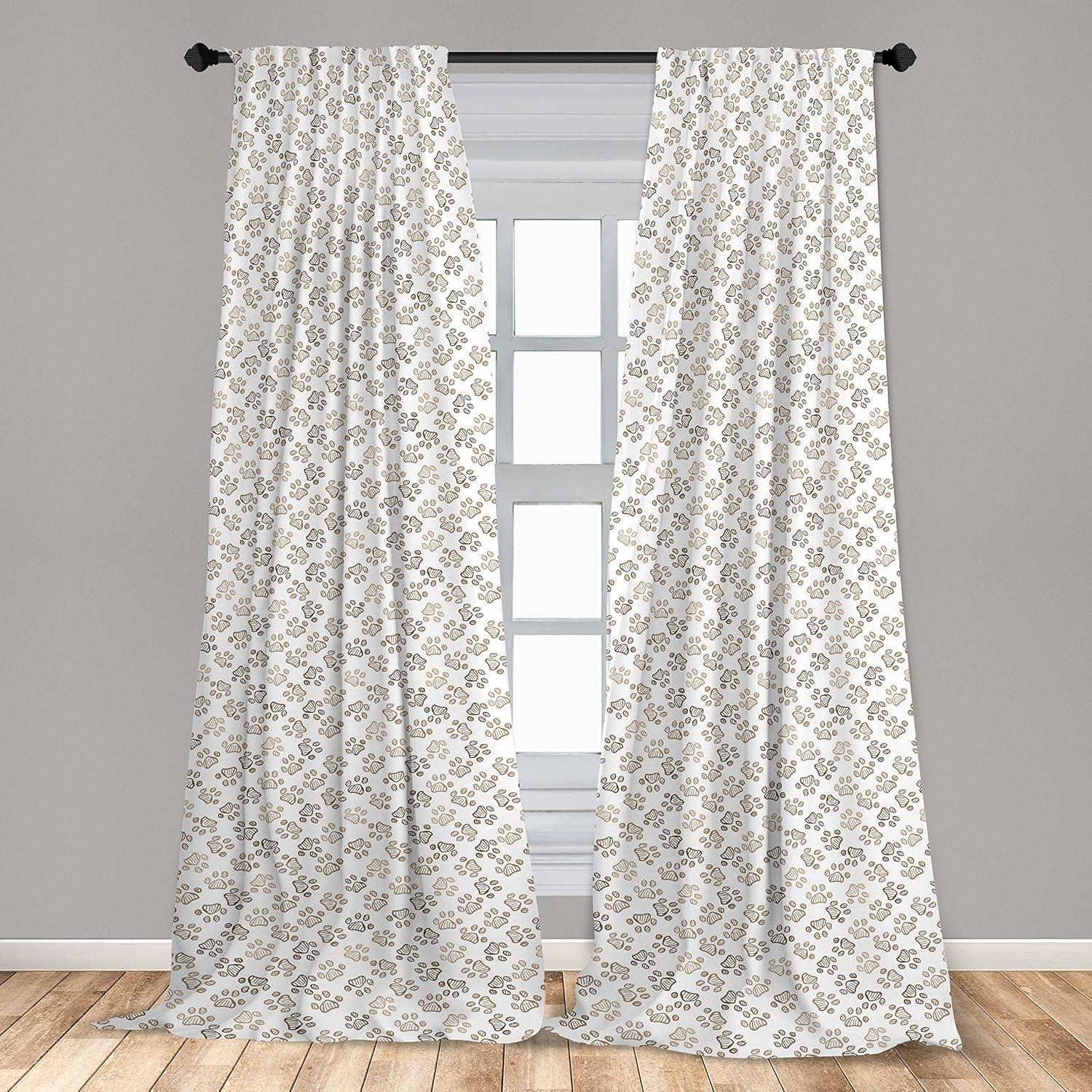 imageAmbesonne Giraffe Curtains Animal Print with African Tree Cartoon Concept Nature Art on Neutral Stripes Window Treatments 2 Panel Set for Living Room Bedroom Pair of 28 x 63 Green Camel TanPale Taupe Brown White
