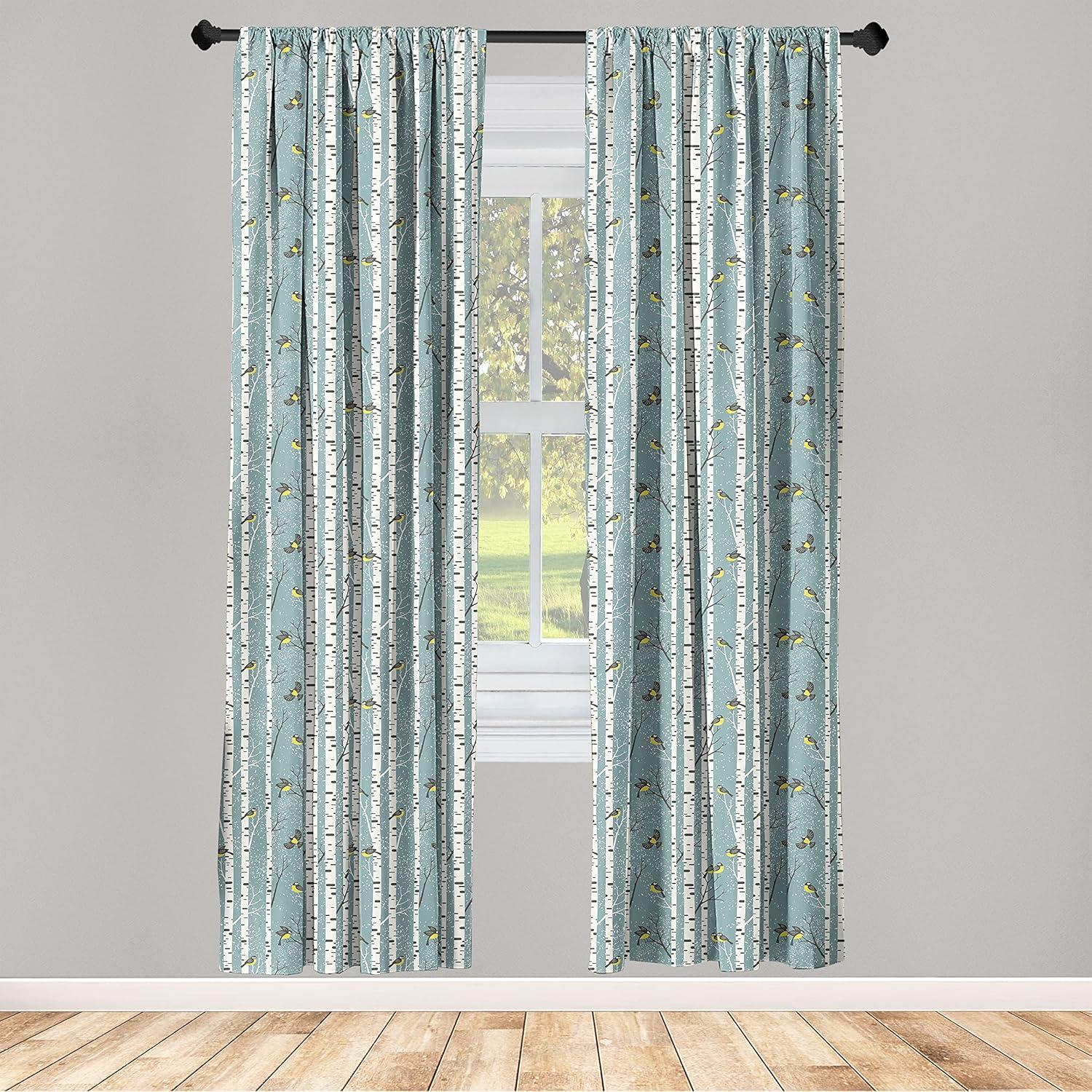 imageAmbesonne Giraffe Curtains Animal Print with African Tree Cartoon Concept Nature Art on Neutral Stripes Window Treatments 2 Panel Set for Living Room Bedroom Pair of 28 x 63 Green Camel TanCadet Blue Yellow and Grey